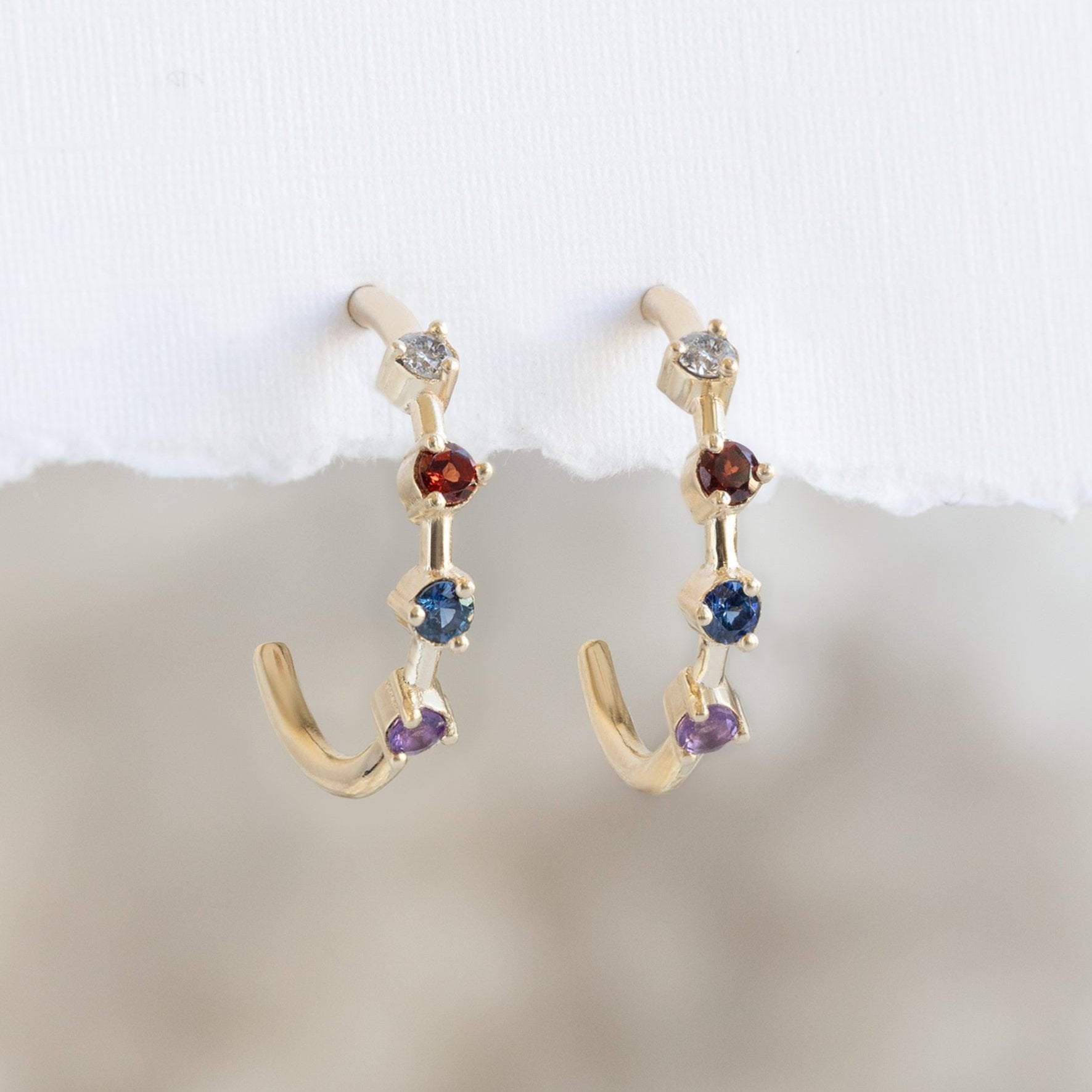 Alexis Russell Earrings The Custom Multi-Birthstone Hoops | 4 Stones