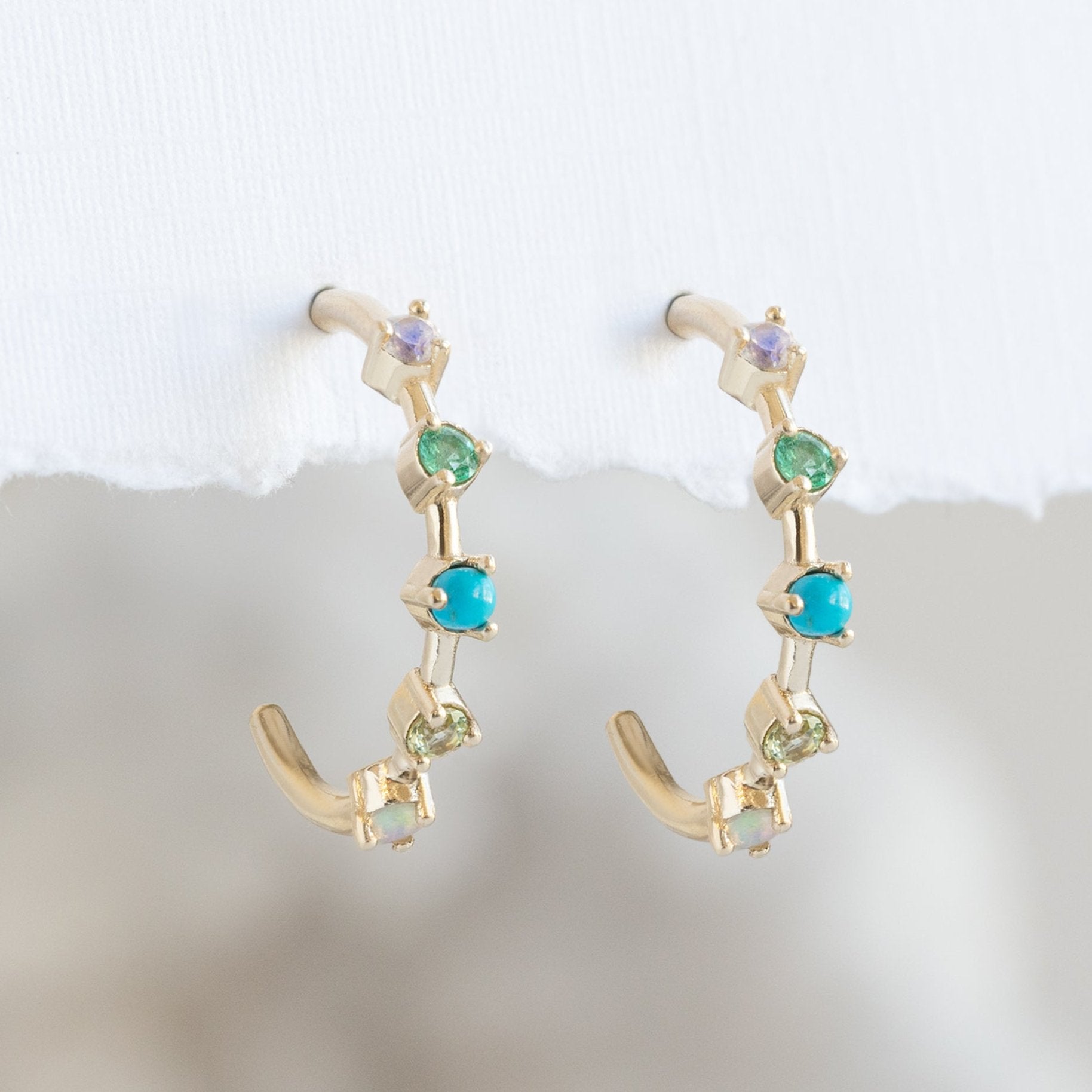 Alexis Russell Earrings The Custom Multi-Birthstone Hoops | 5 Stones