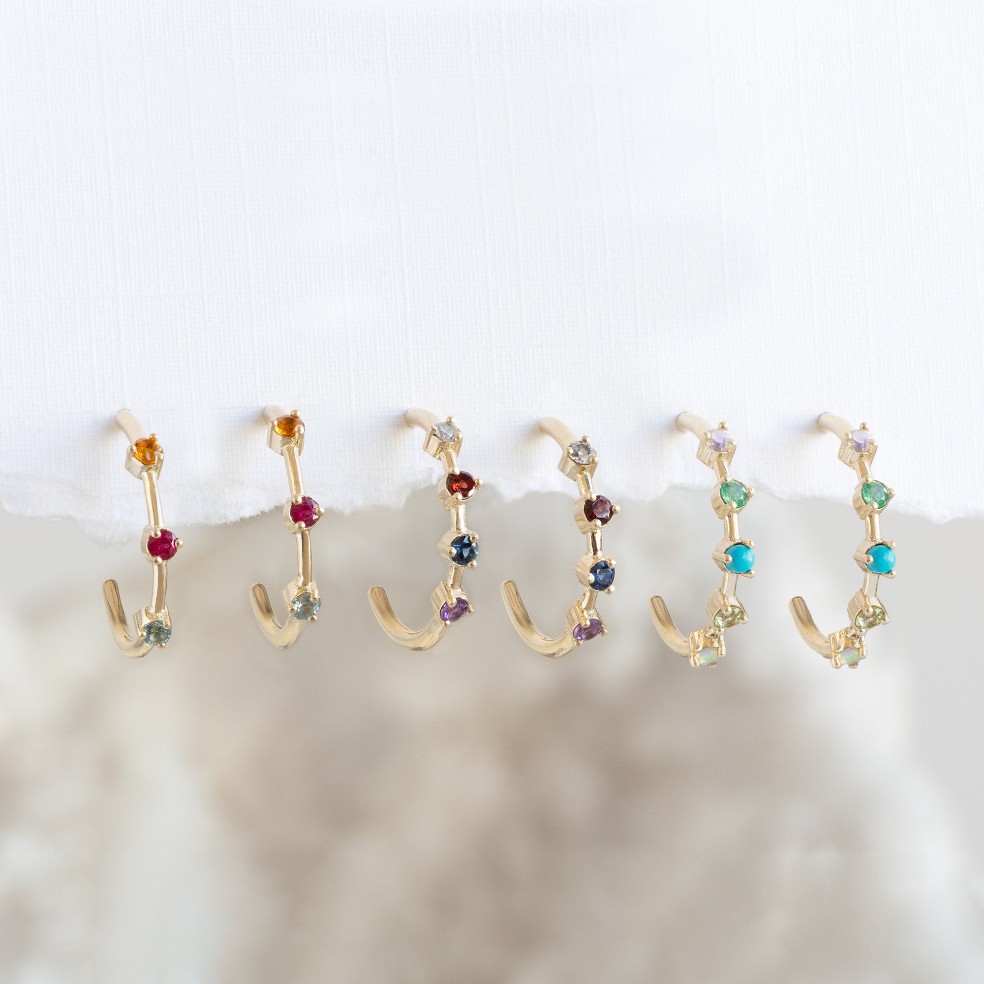 Alexis Russell Earrings The Custom Multi-Birthstone Hoops | 5 Stones