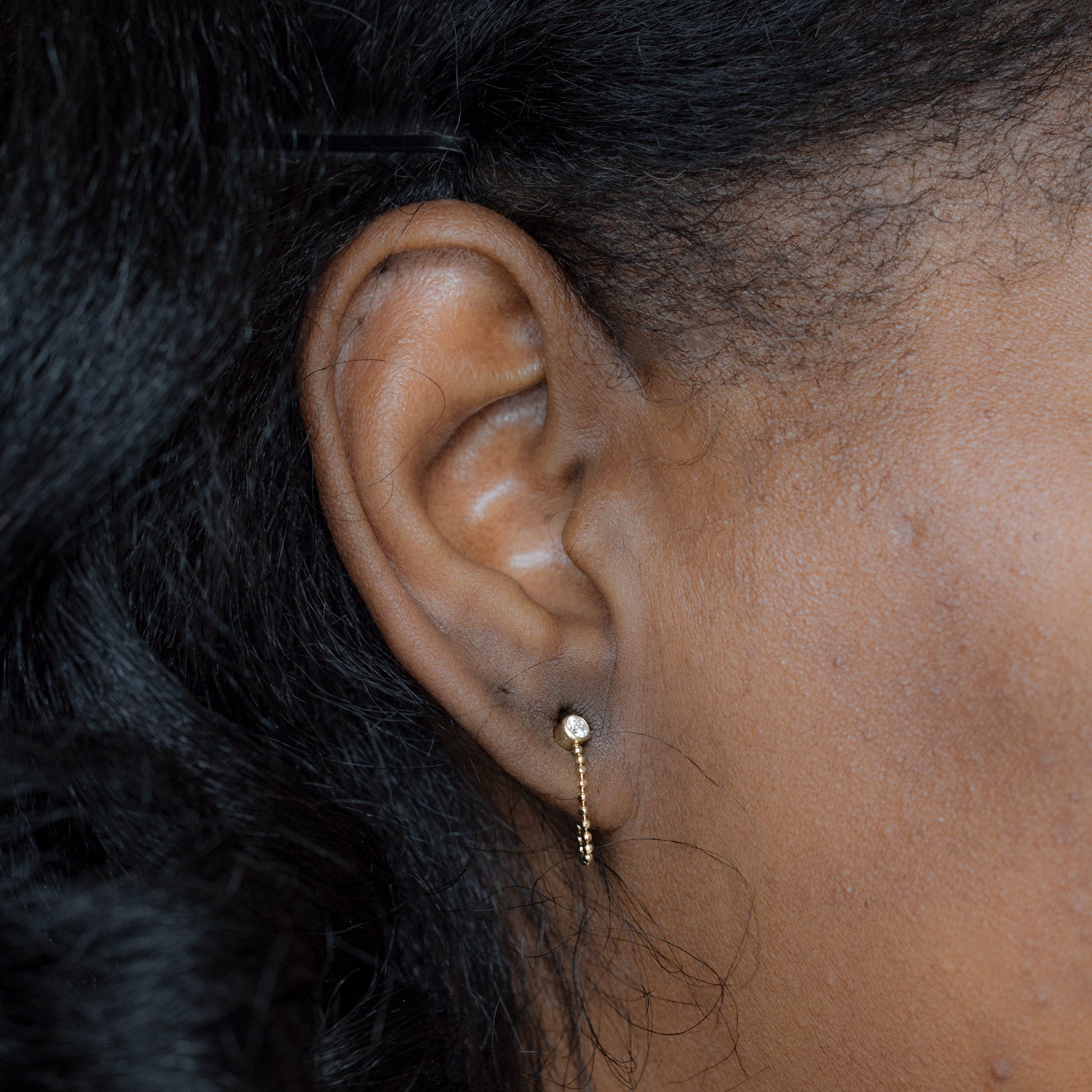 Alexis Russell  Earrings Diamond Chain Hoop Earrings | Yellow Gold