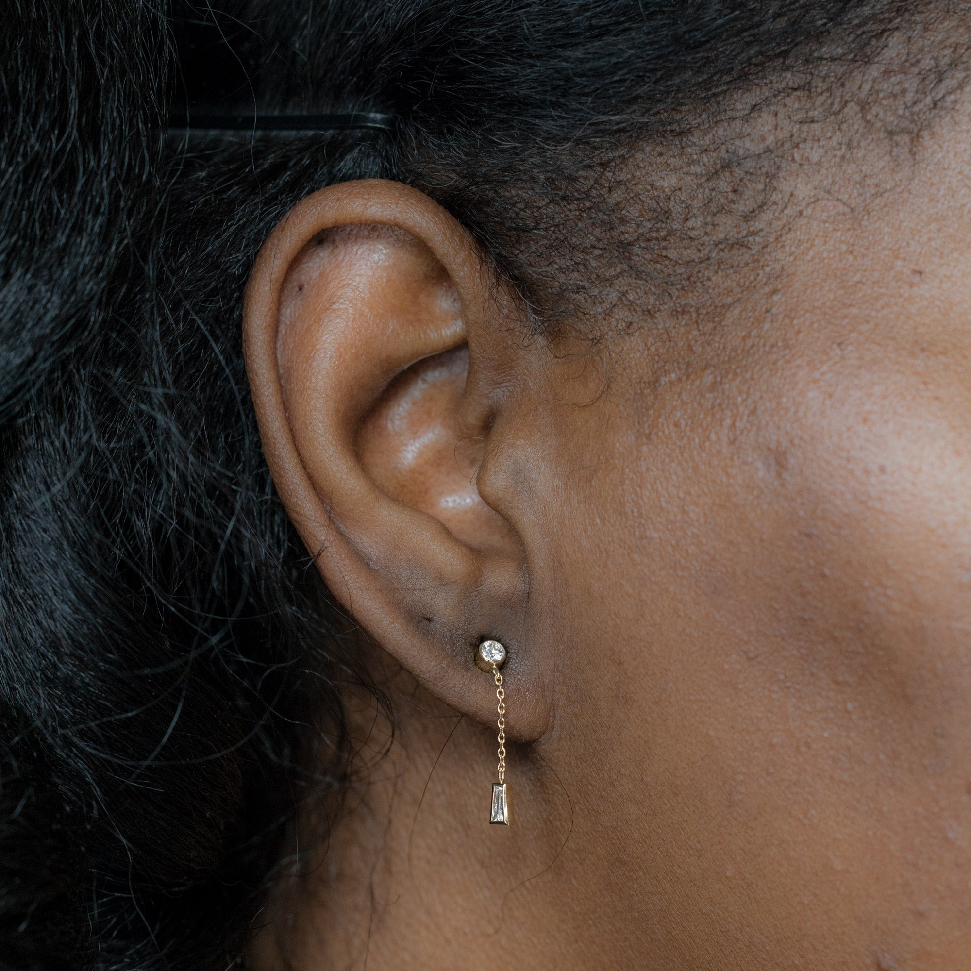Alexis Russell  Earrings 'Date Night' Baguette Diamond Drop Earrings | Yellow Gold