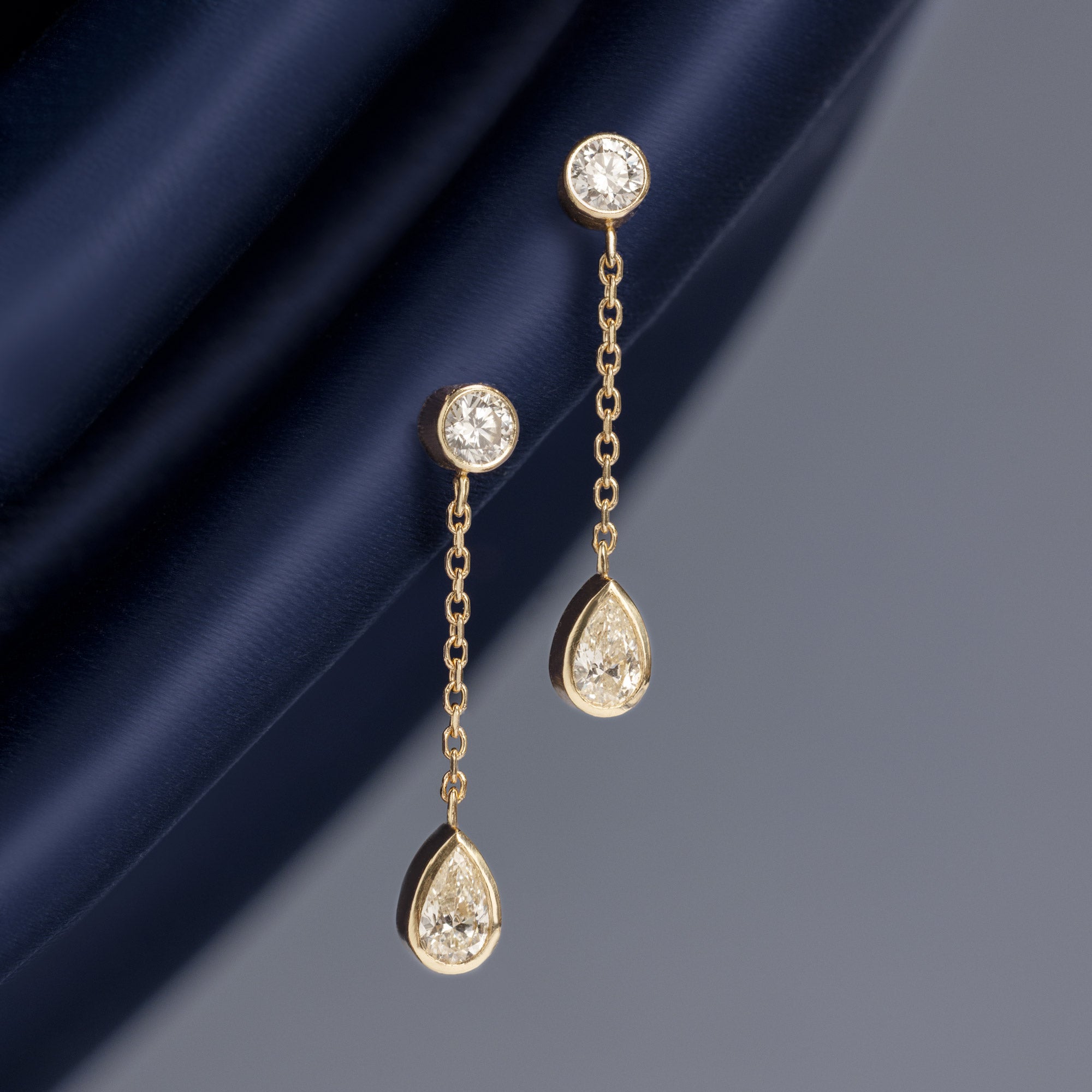 Alexis Russell  Earrings 'Date Night' Pear Diamond Drop Earrings | Yellow Gold