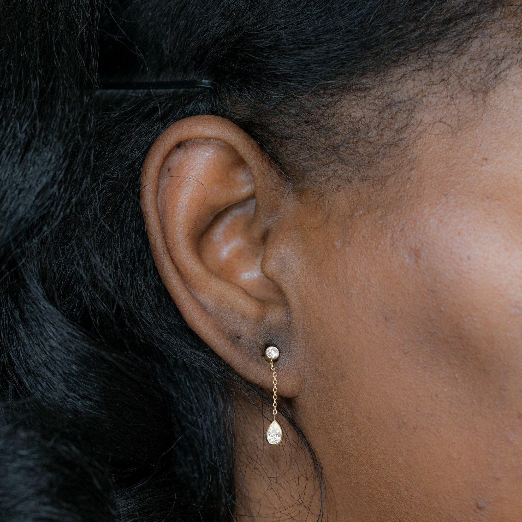 Alexis Russell  Earrings 'Date Night' Pear Diamond Drop Earrings | Yellow Gold