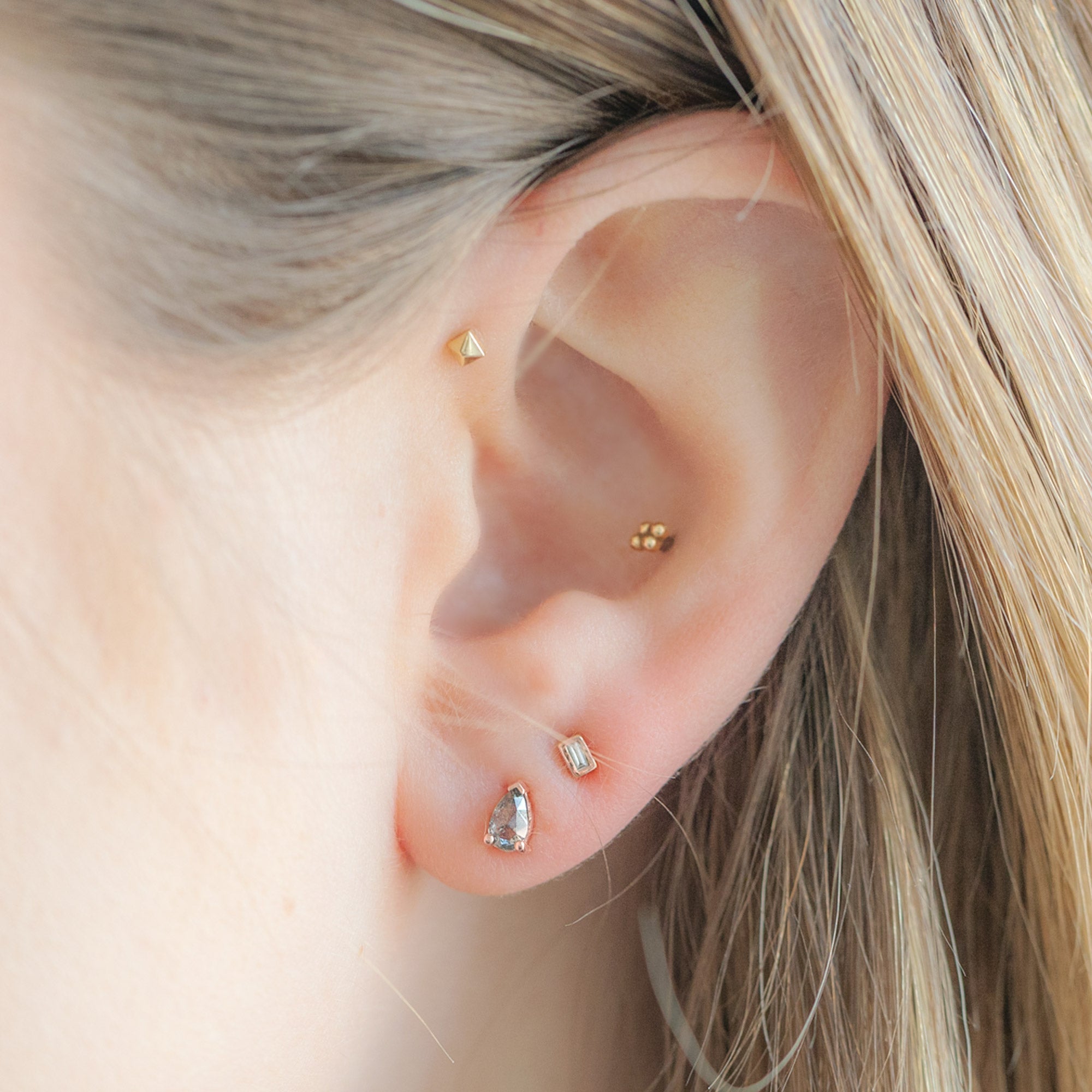 Alexis Russell Earrings The Salt and Pepper Diamond Stud Earrings | Yellow, Rose or White Gold