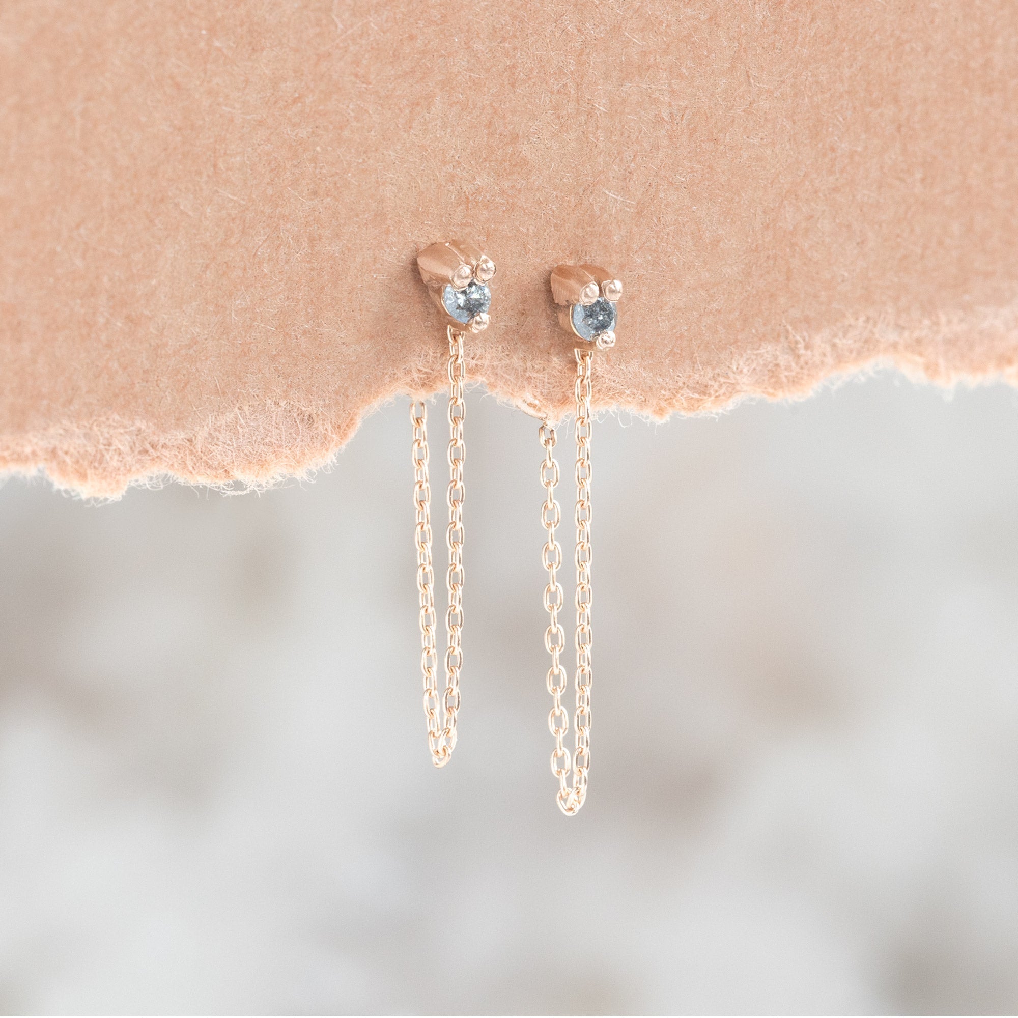 Alexis Russell Earrings The Salt and Pepper Diamond Sunburst Chain Hoops | Rose Gold