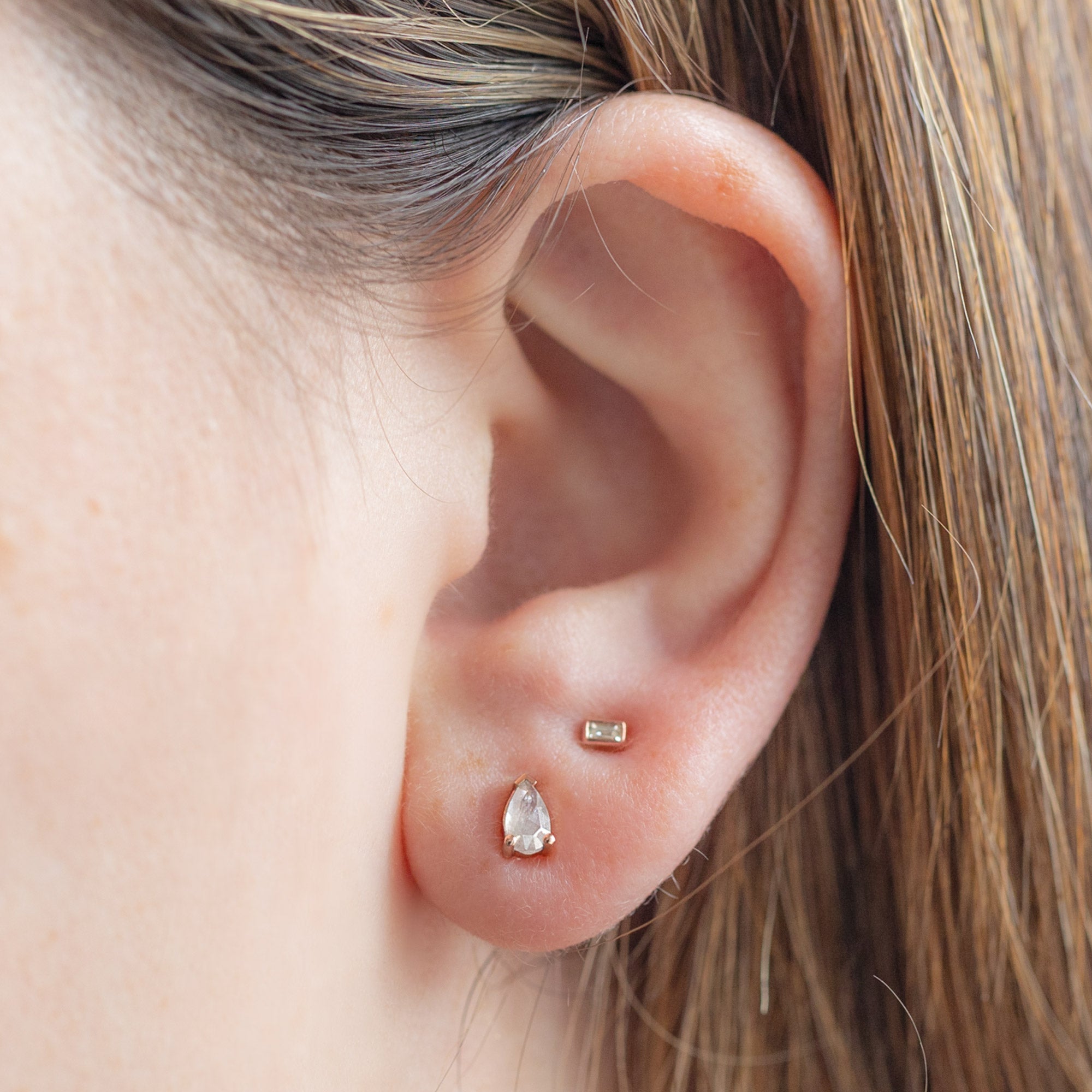 Alexis Russell Earrings The Opalescent Icy White Diamond Stud Earrings | Yellow, Rose or White Gold