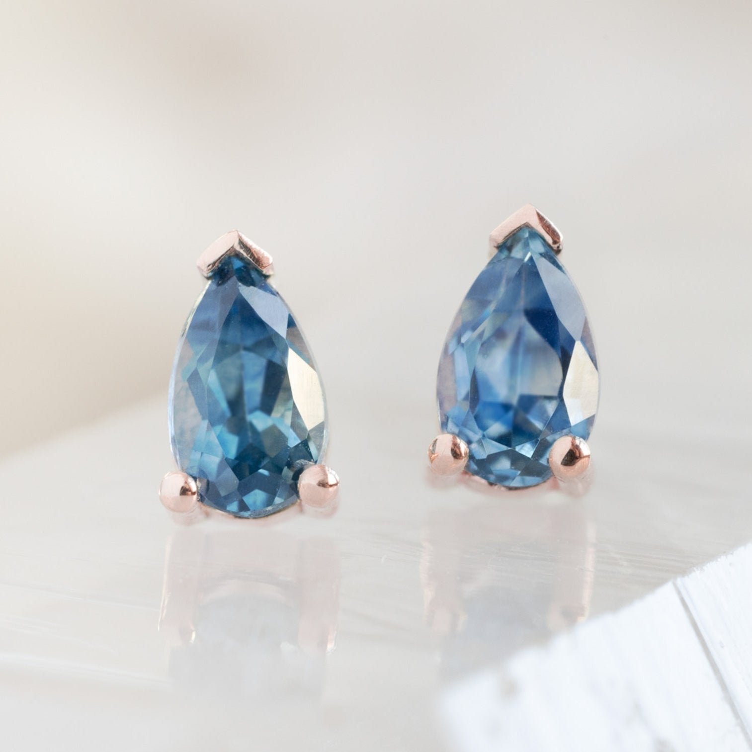 Alexis Russell Earrings The Montana Sapphire Stud Earrings | Rose Gold