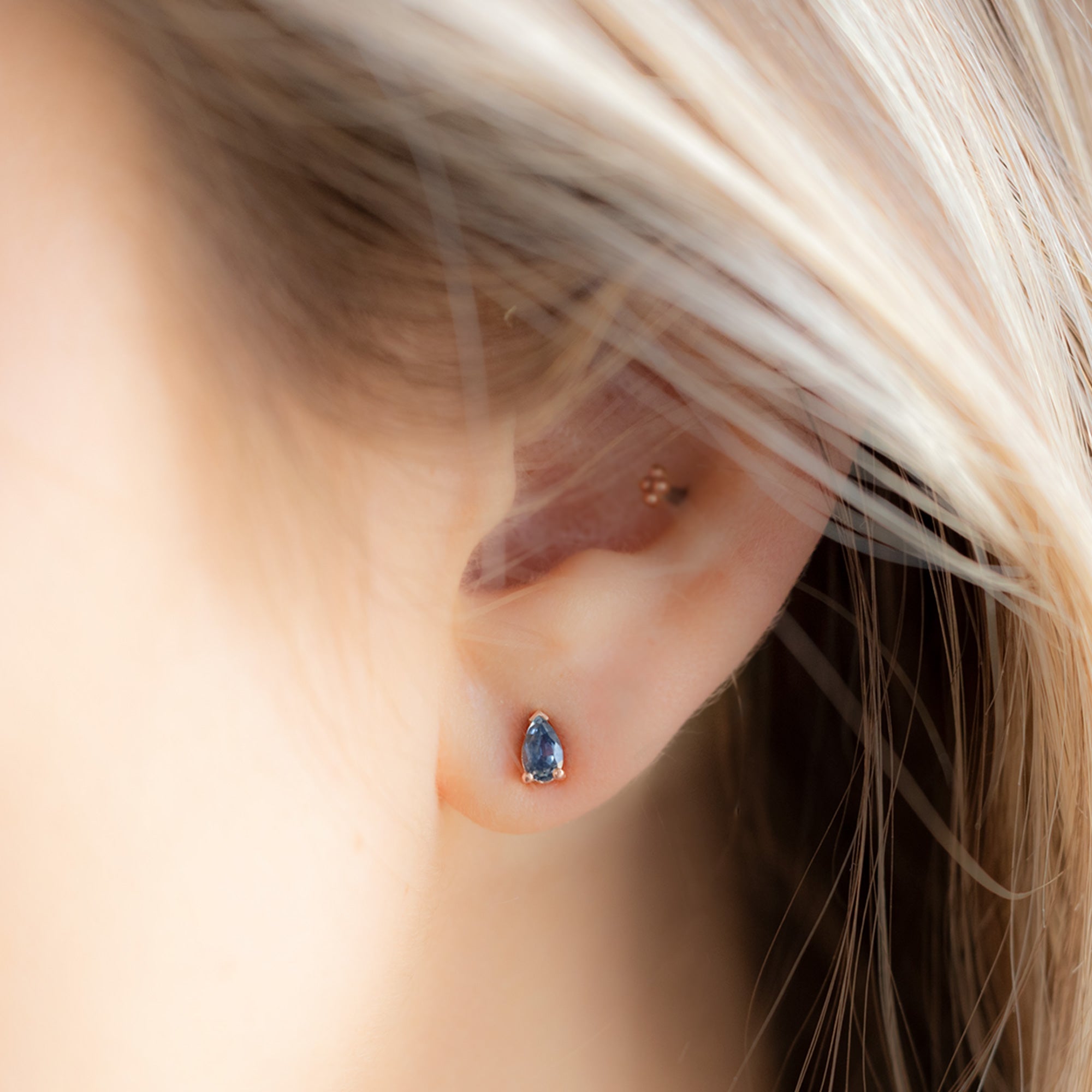 Alexis Russell Earrings The Montana Sapphire Stud Earrings | Rose Gold