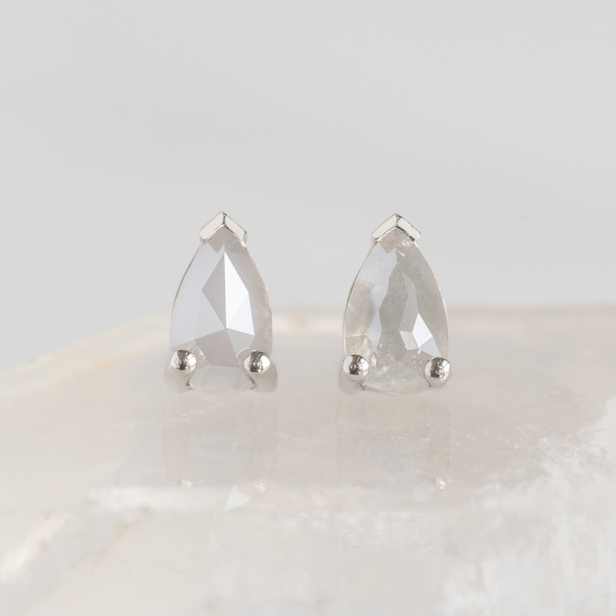 Alexis Russell Earrings The Opalescent Icy White Diamond Stud Earrings | White Gold