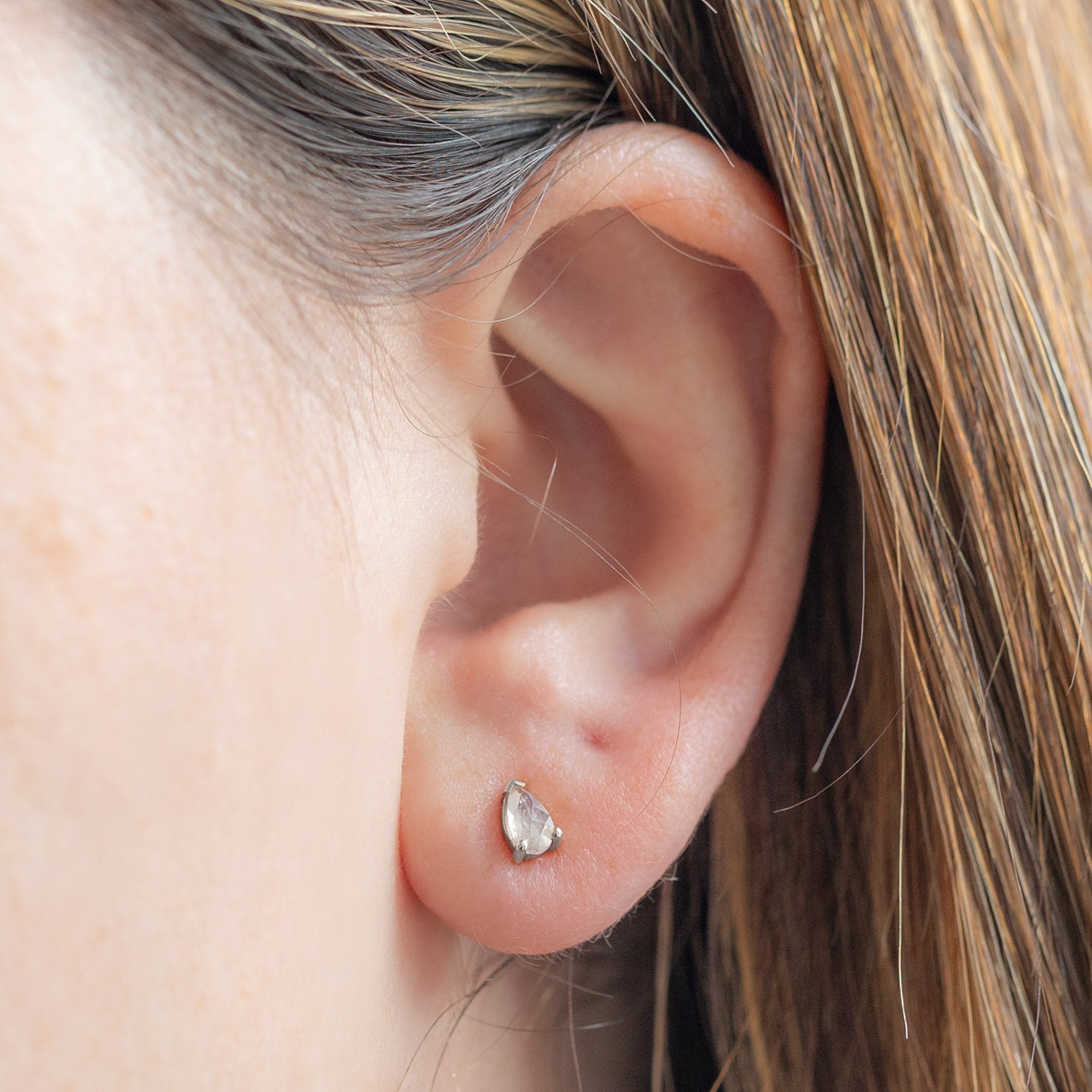 Alexis Russell Earrings The Opalescent Icy White Diamond Stud Earrings | White Gold