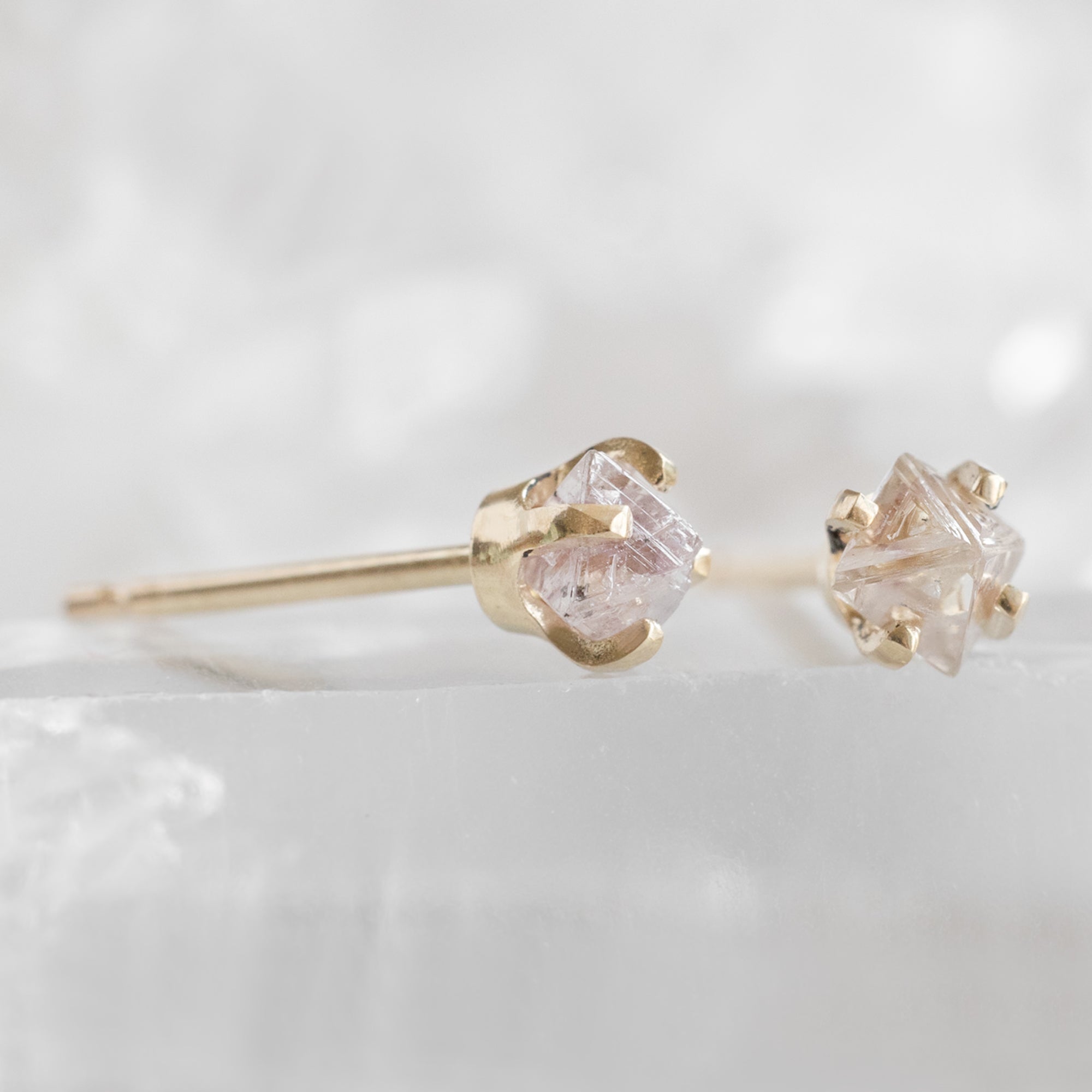 Alexis Russell Earrings The Rough Silvery Grey Diamond Stud Earrings | Yellow Gold