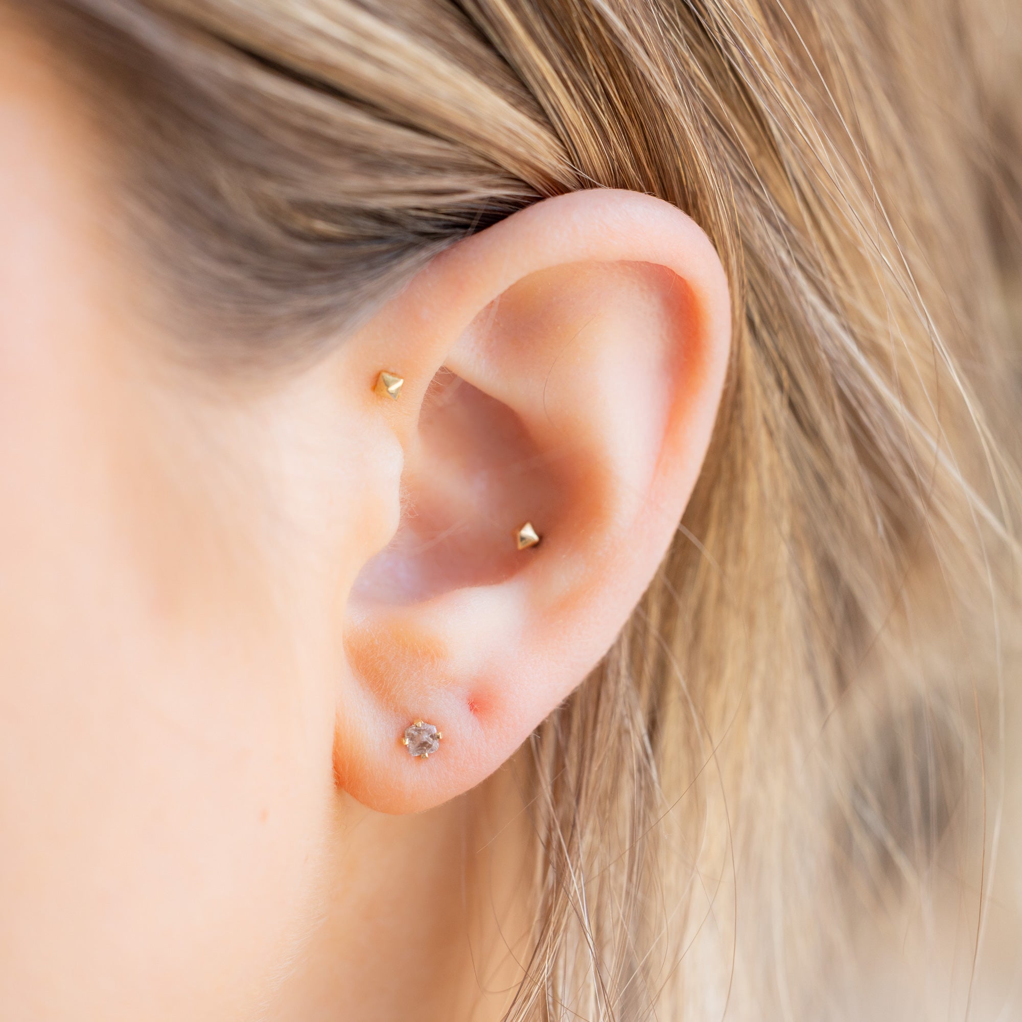 Alexis Russell Earrings The Rough Silvery Grey Diamond Stud Earrings | Yellow Gold