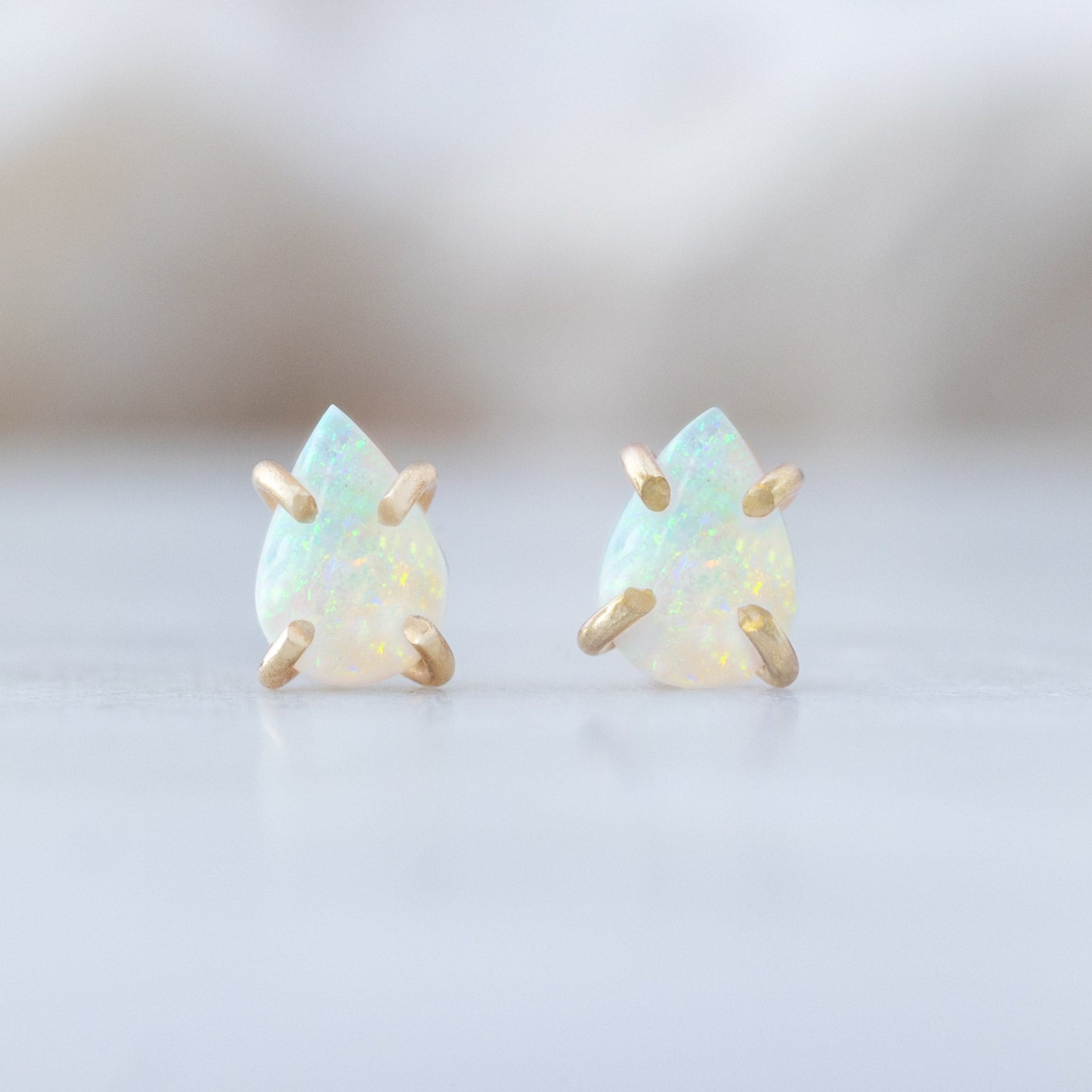 Alexis Russell Earrings The Opal Teardrop Stud Earrings | Yellow or Rose Gold