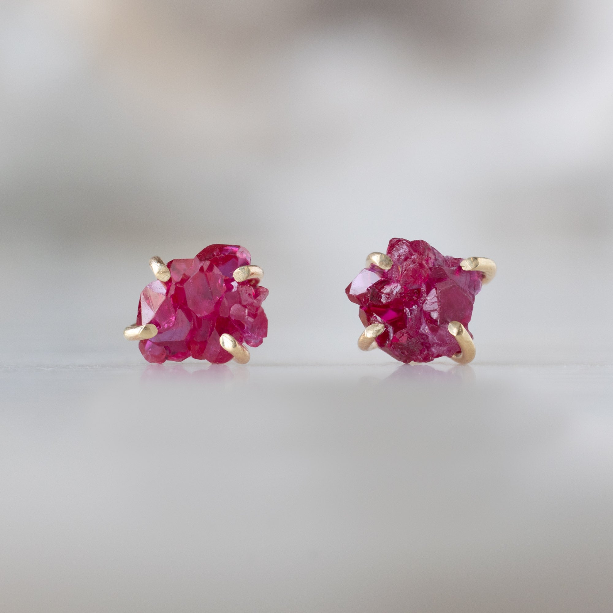 Alexis Russell Earrings The Raw Garnet Gemstone Stud Earrings | Yellow, Rose or Sterling Silver