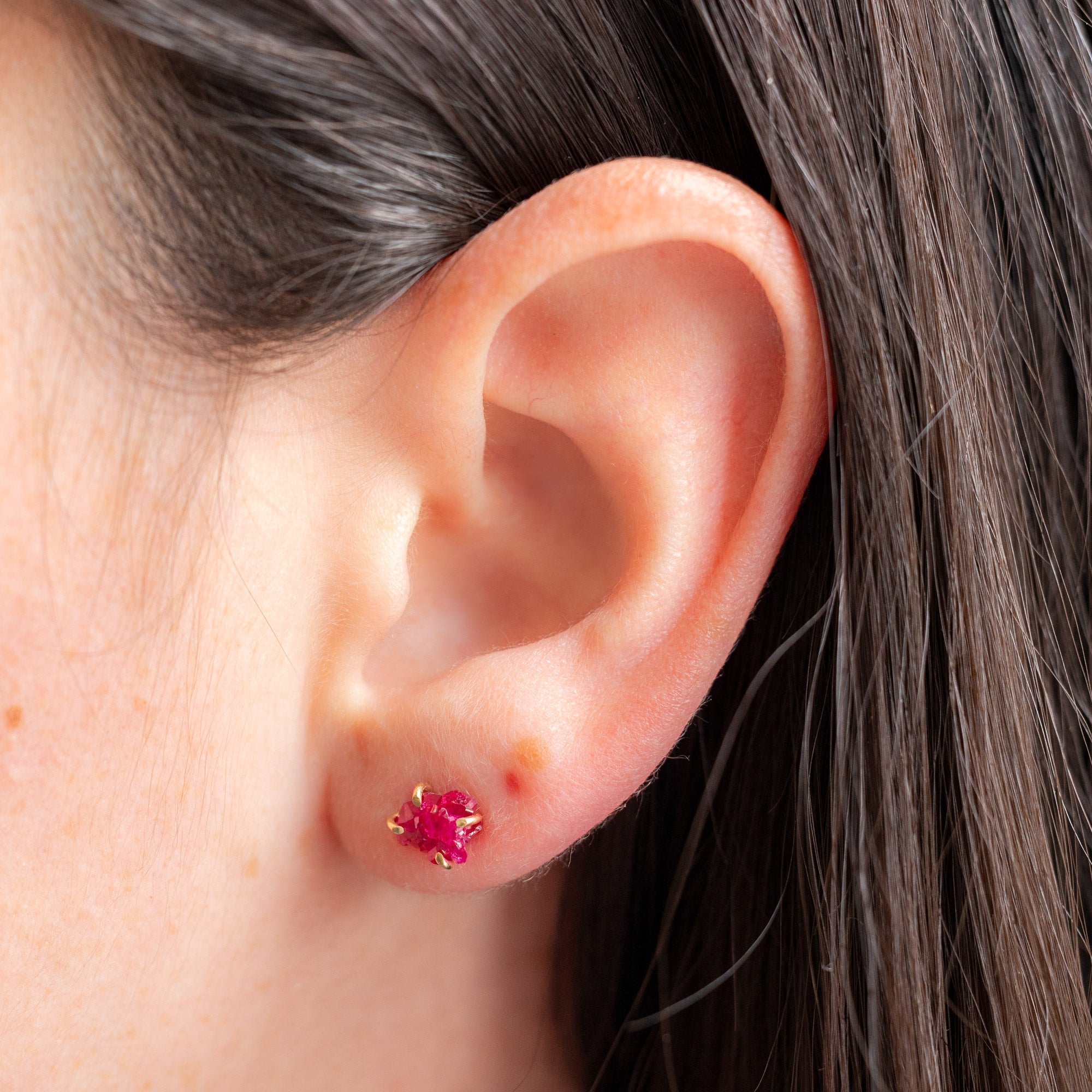 Alexis Russell Earrings The Raw Garnet Gemstone Stud Earrings | Yellow, Rose or Sterling Silver