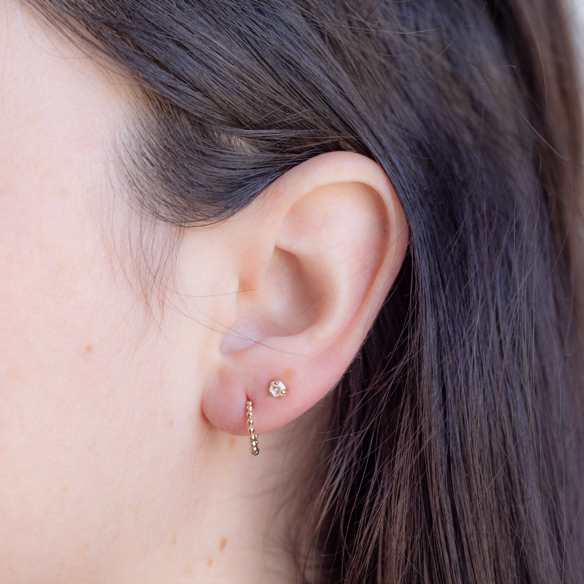 Alexis Russell Earrings The Teensy White Diamond Hexagon Stud Earrings | Yellow, Rose or White Gold