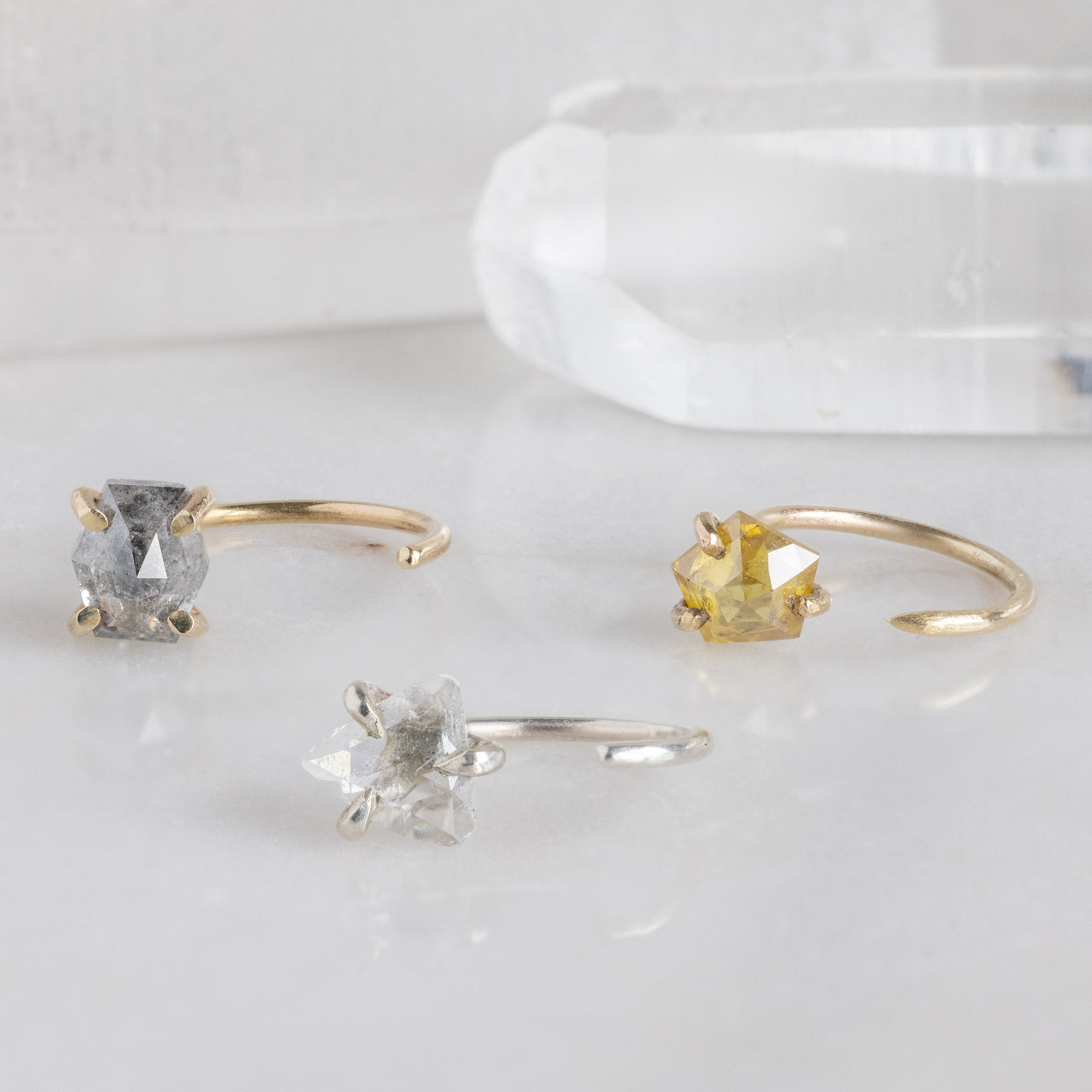 Alexis Russell Earrings One of a Kind Geometric Diamond Huggie Stud | Choose Your Stone