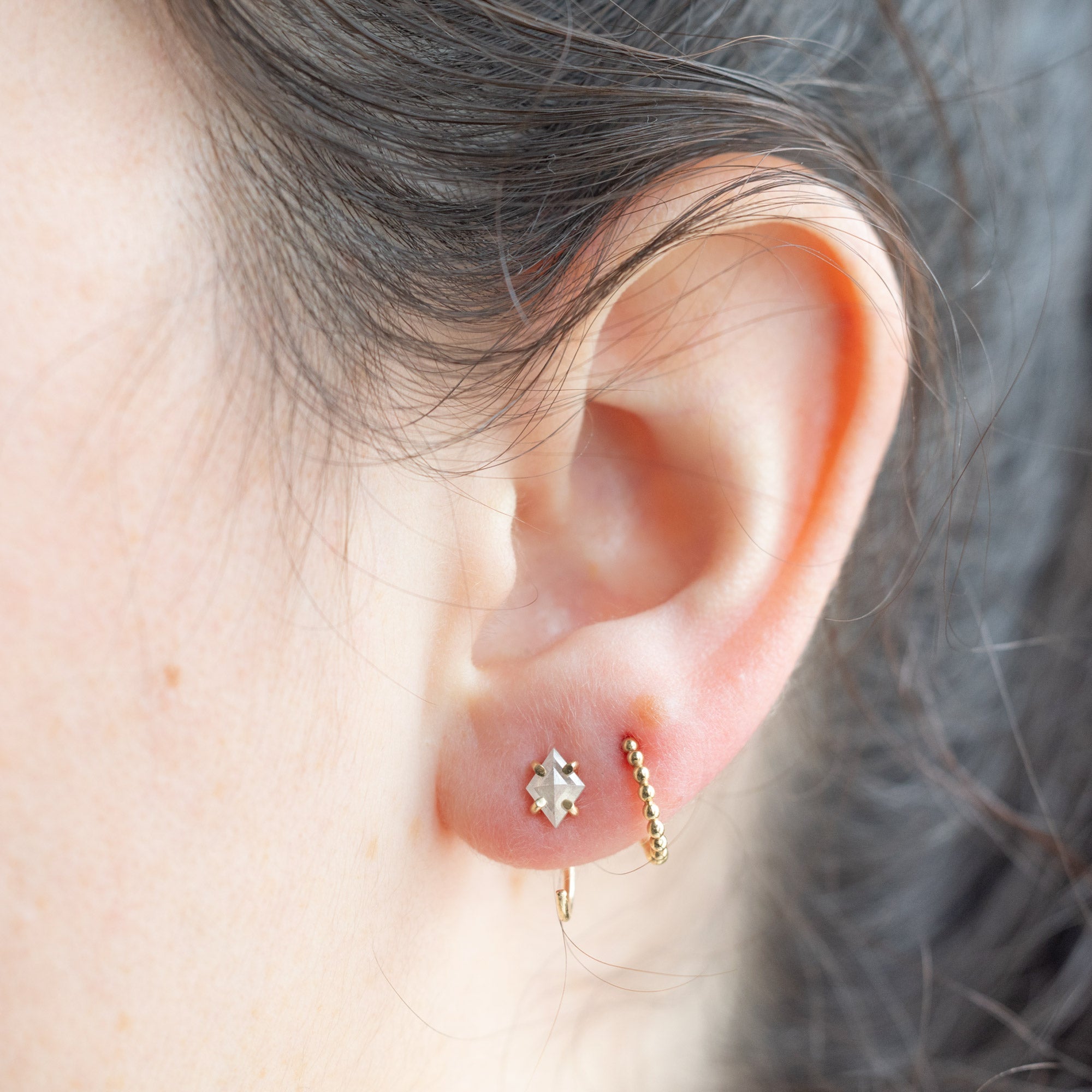 Alexis Russell Earrings One of a Kind Geometric Diamond Huggie Stud | Choose Your Stone
