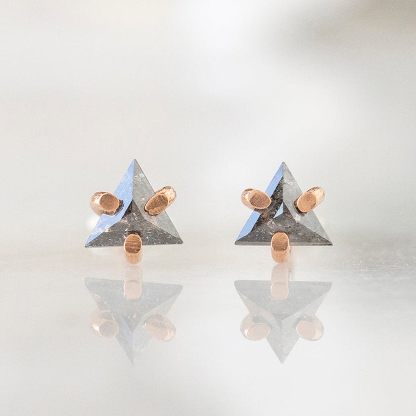 Alexis Russell Earrings The Black Diamond Trillion Stud Earrings | Yellow Gold