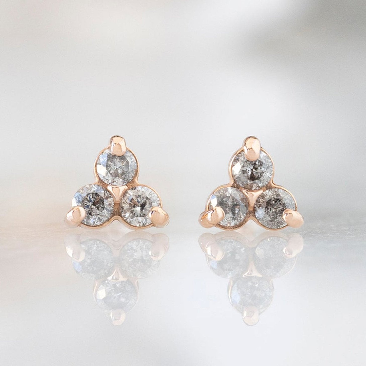 Alexis Russell Earrings The Salt and Pepper Diamond Cluster Stud Earrings | Yellow, Rose or White Gold
