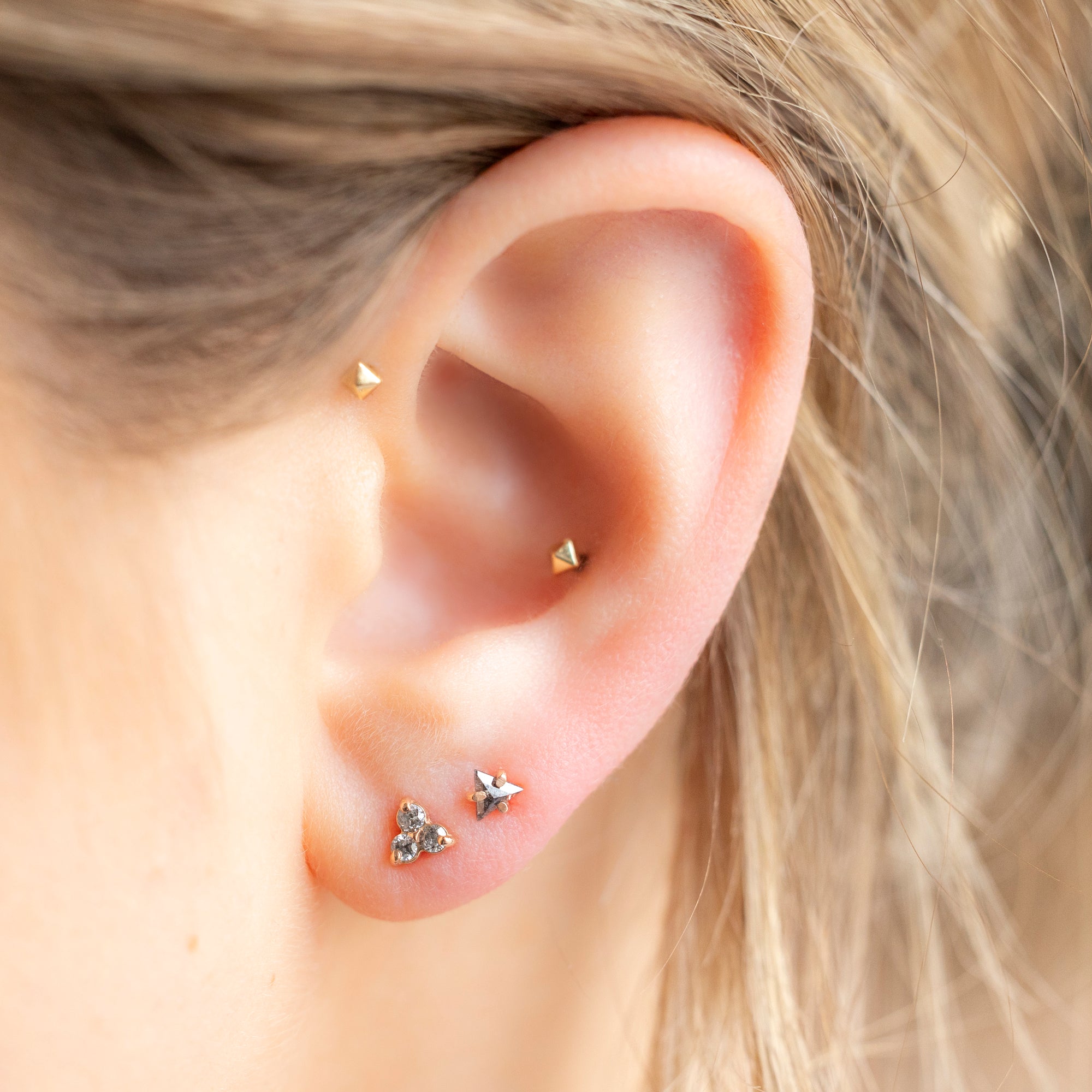 Alexis Russell Earrings The Salt and Pepper Diamond Cluster Stud Earrings | Yellow, Rose or White Gold