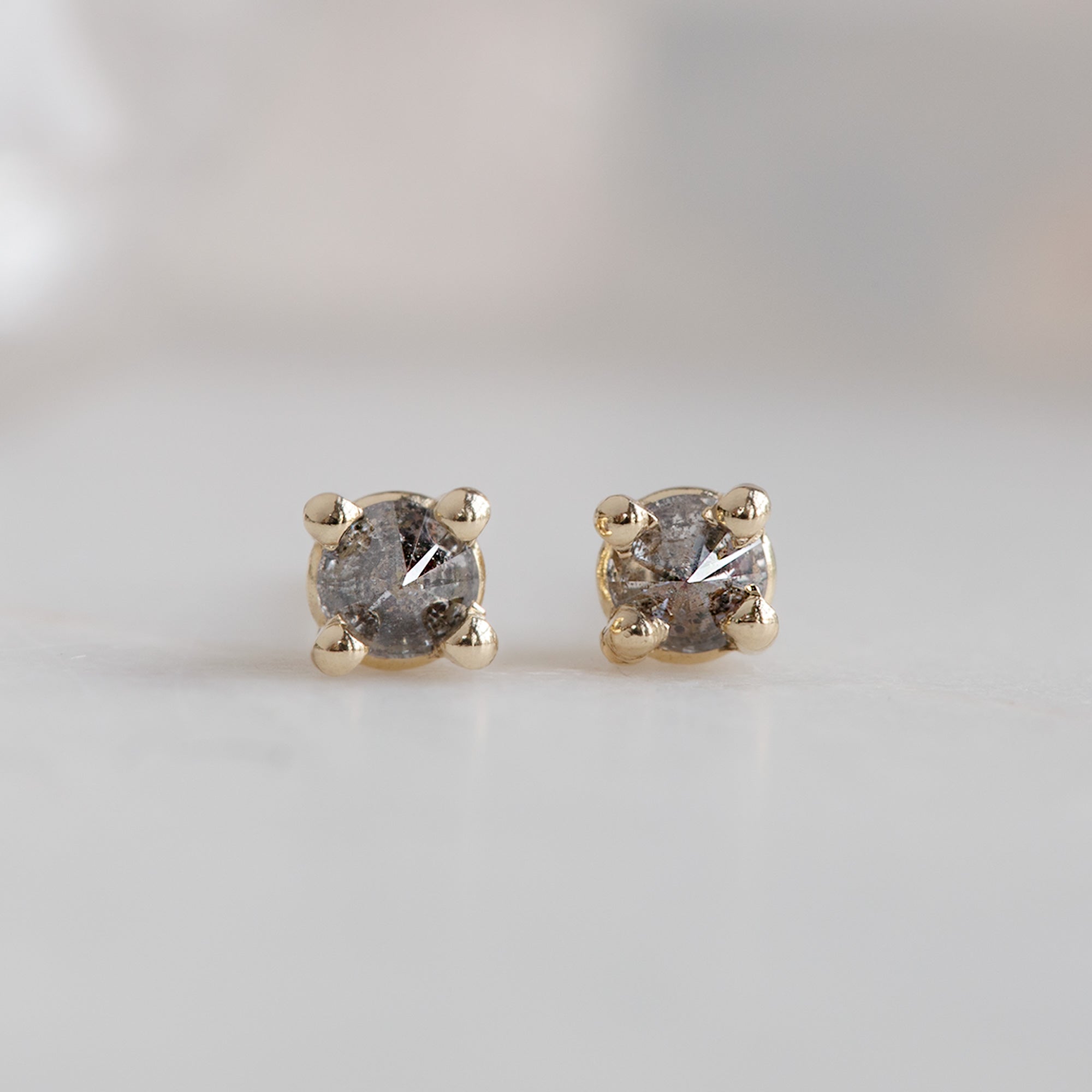 Alexis Russell Earrings The Inverted Salt and Pepper Diamond Stud Earrings | Yellow, Rose or White Gold