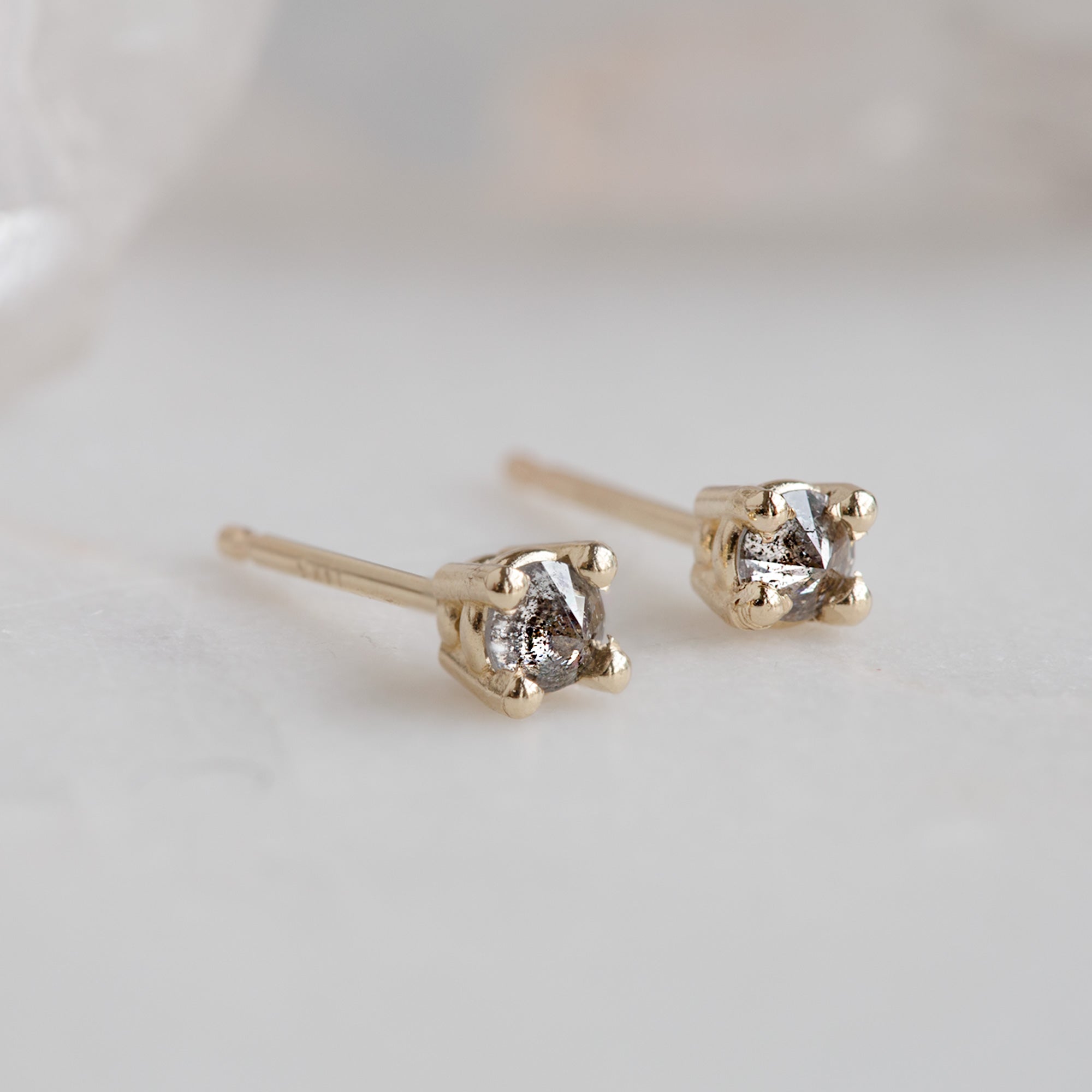 Alexis Russell Earrings The Inverted Salt and Pepper Diamond Stud Earrings | Yellow, Rose or White Gold