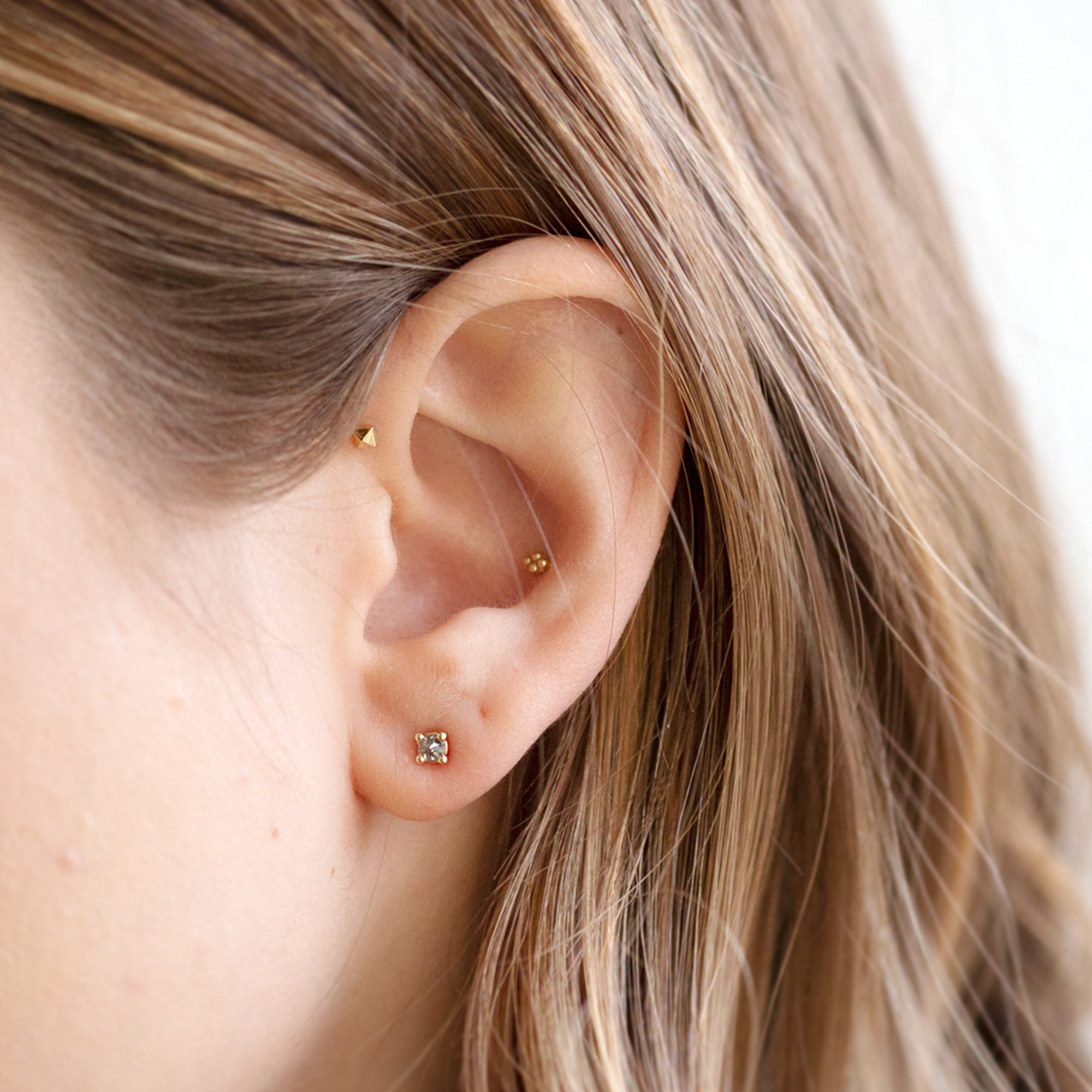 Alexis Russell Earrings The Inverted Salt and Pepper Diamond Stud Earrings | Yellow, Rose or White Gold