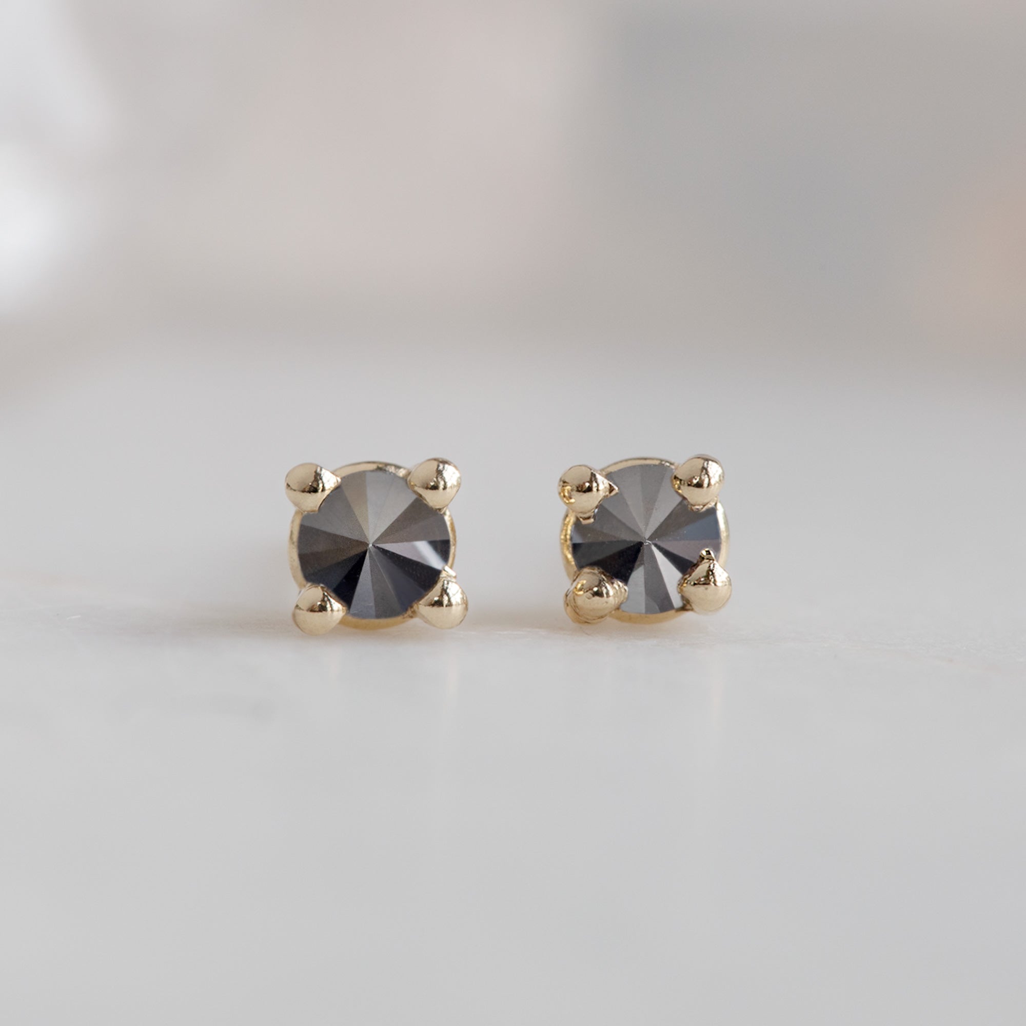 Alexis Russell Earrings The Inverted Black Diamond Stud Earrings | Yellow Gold
