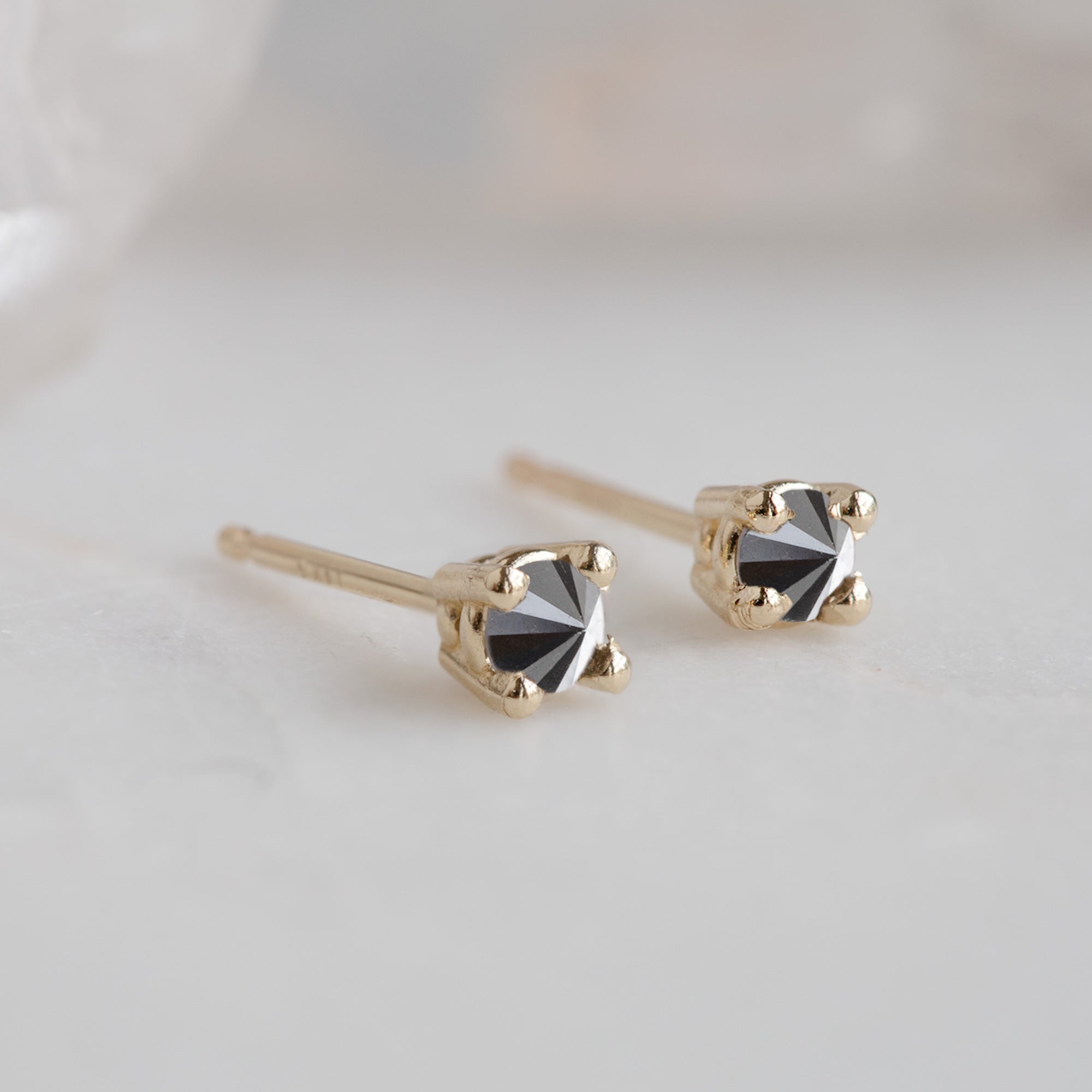 Alexis Russell Earrings The Inverted Black Diamond Stud Earrings | Yellow Gold