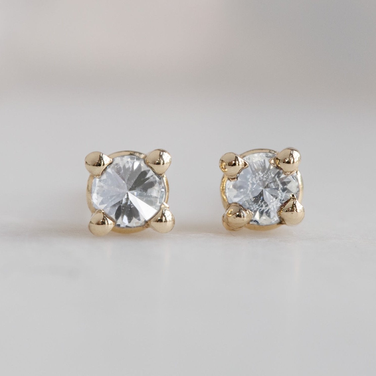 Alexis Russell Earrings The Inverted White Diamond Stud Earrings | Yellow, Rose or White Gold