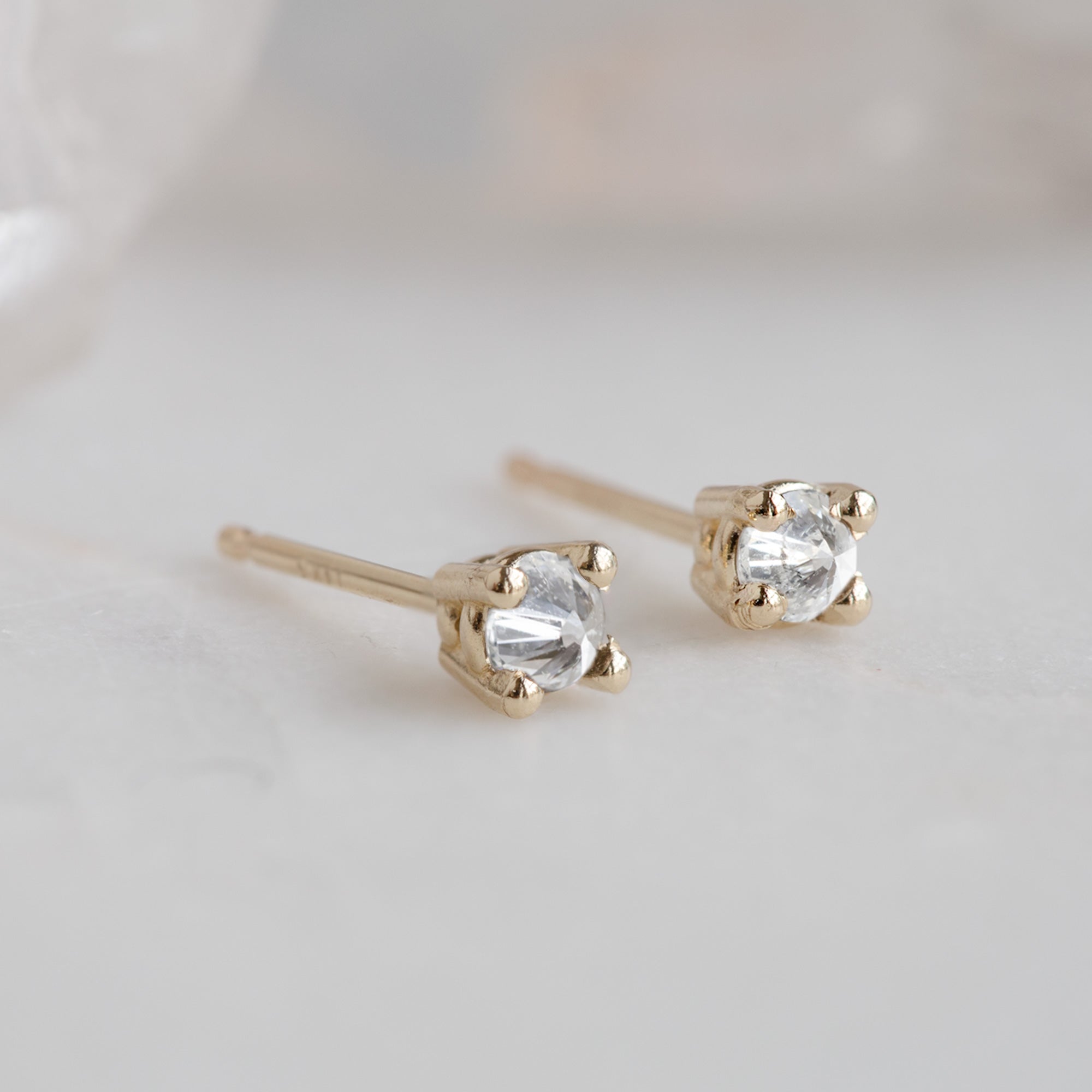 Alexis Russell Earrings The Inverted White Diamond Stud Earrings | Yellow, Rose or White Gold