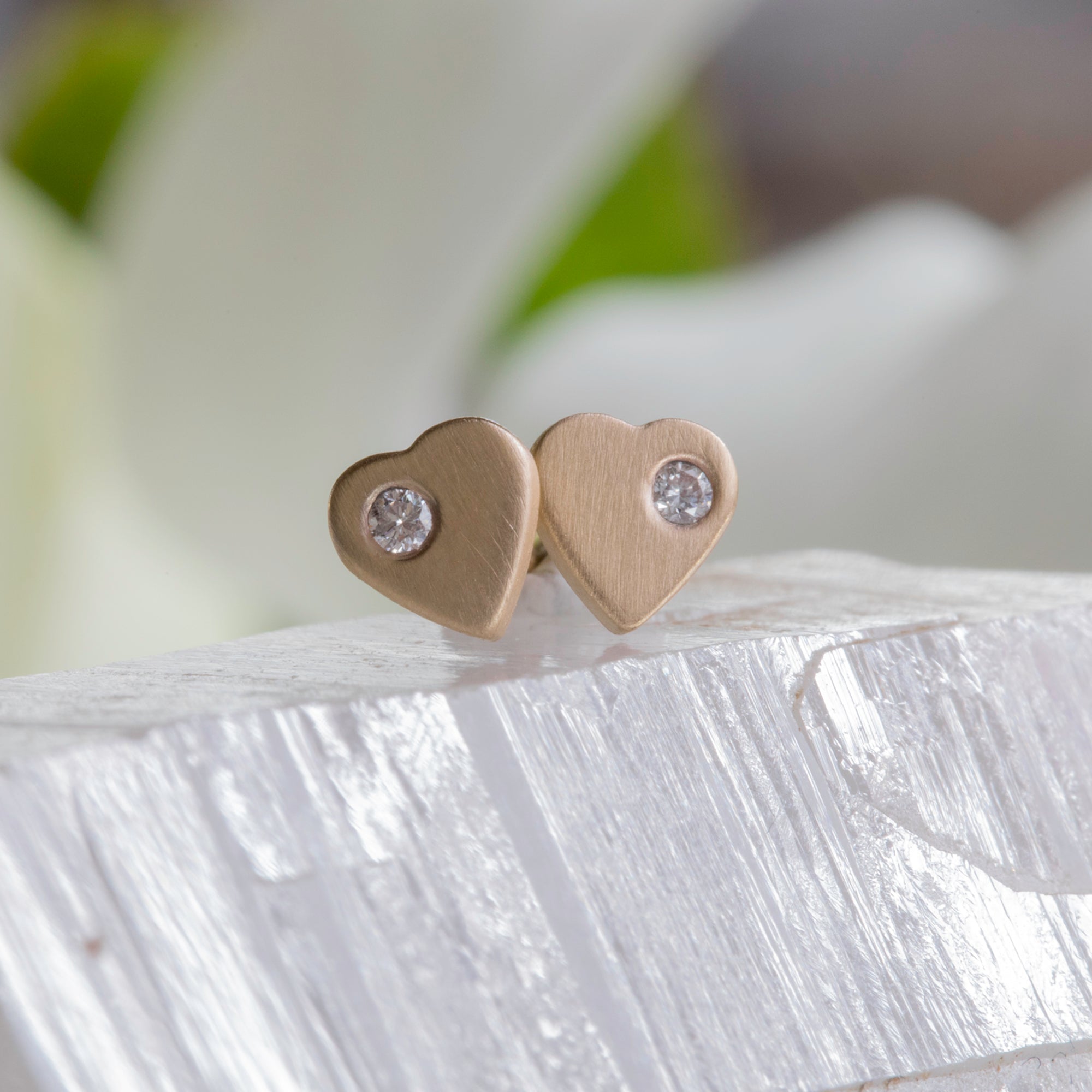 Alexis Russell Earrings The Sweetheart White Diamond Stud Earrings | Yellow, Rose, White or Sterling Silver