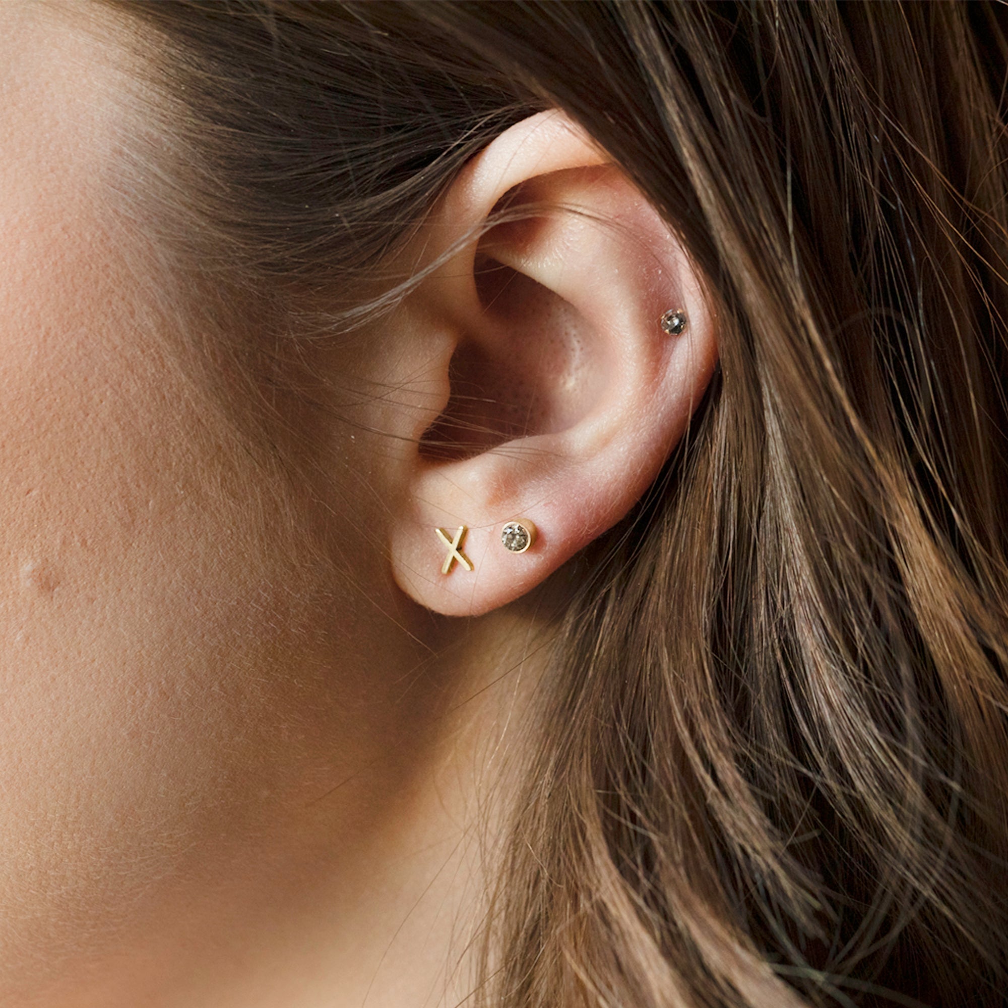 Alexis Russell Earrings The XO' Salt and Pepper Diamond Stud Earrings | Yellow, Rose, White or Sterling Silver