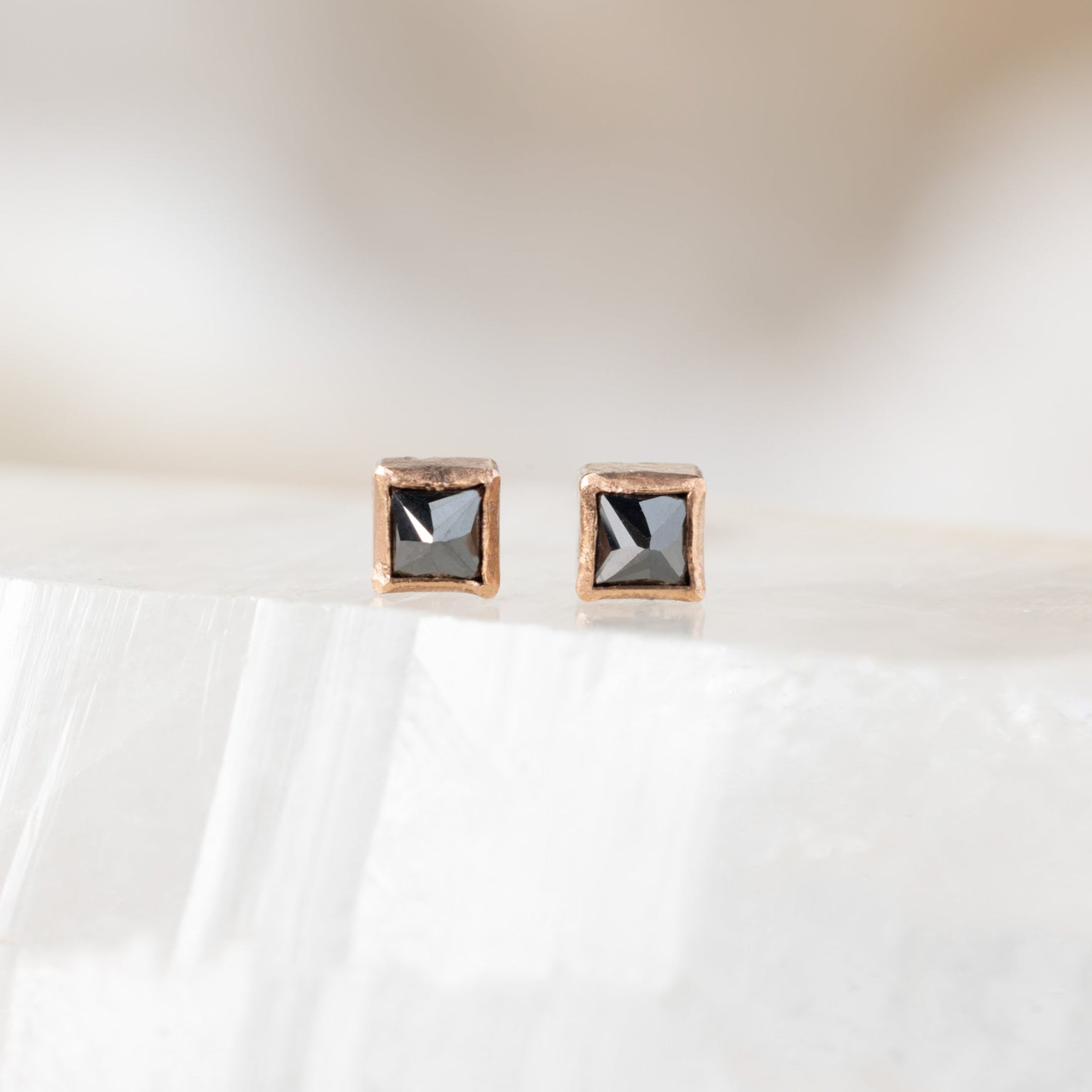Alexis Russell Earrings The Teensy Black Diamond Spike Stud Earrings | Yellow, Rose or White Gold