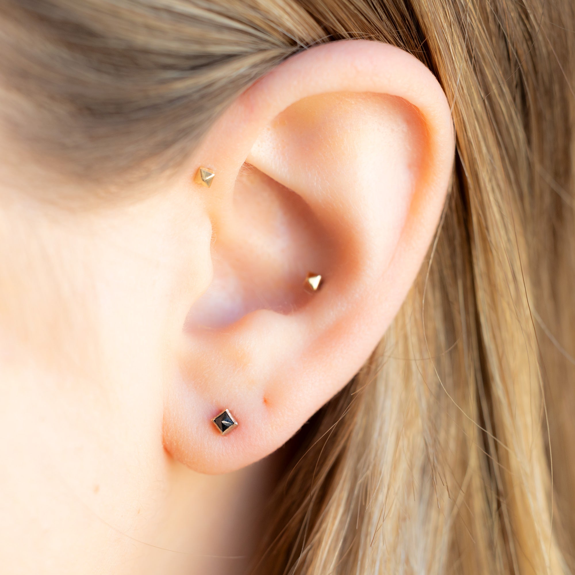 Alexis Russell Earrings The Teensy Black Diamond Spike Stud Earrings | Yellow, Rose or White Gold