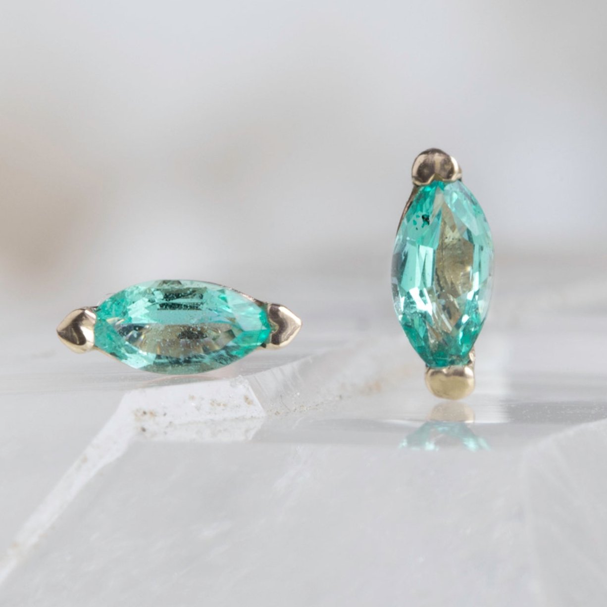 Alexis Russell Earrings The Teensy Emerald Stud Earrings | Yellow, Rose or White Gold