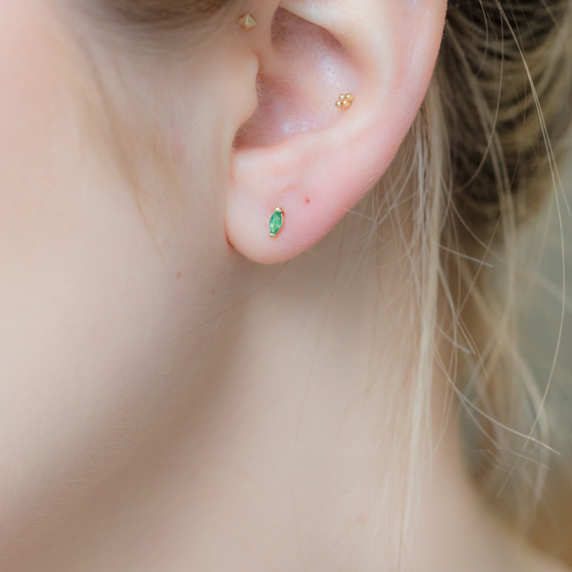 Alexis Russell Earrings The Teensy Emerald Stud Earrings | Yellow, Rose or White Gold