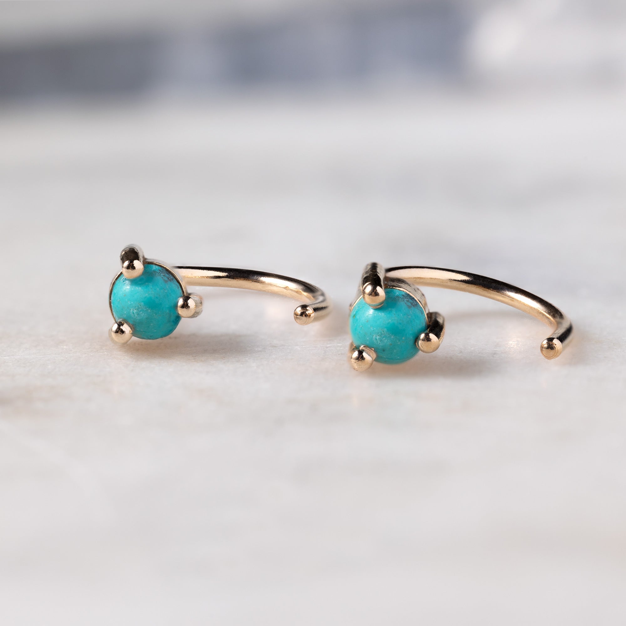 Alexis Russell Earrings The Turquoise Huggie Earrings | Yellow Gold