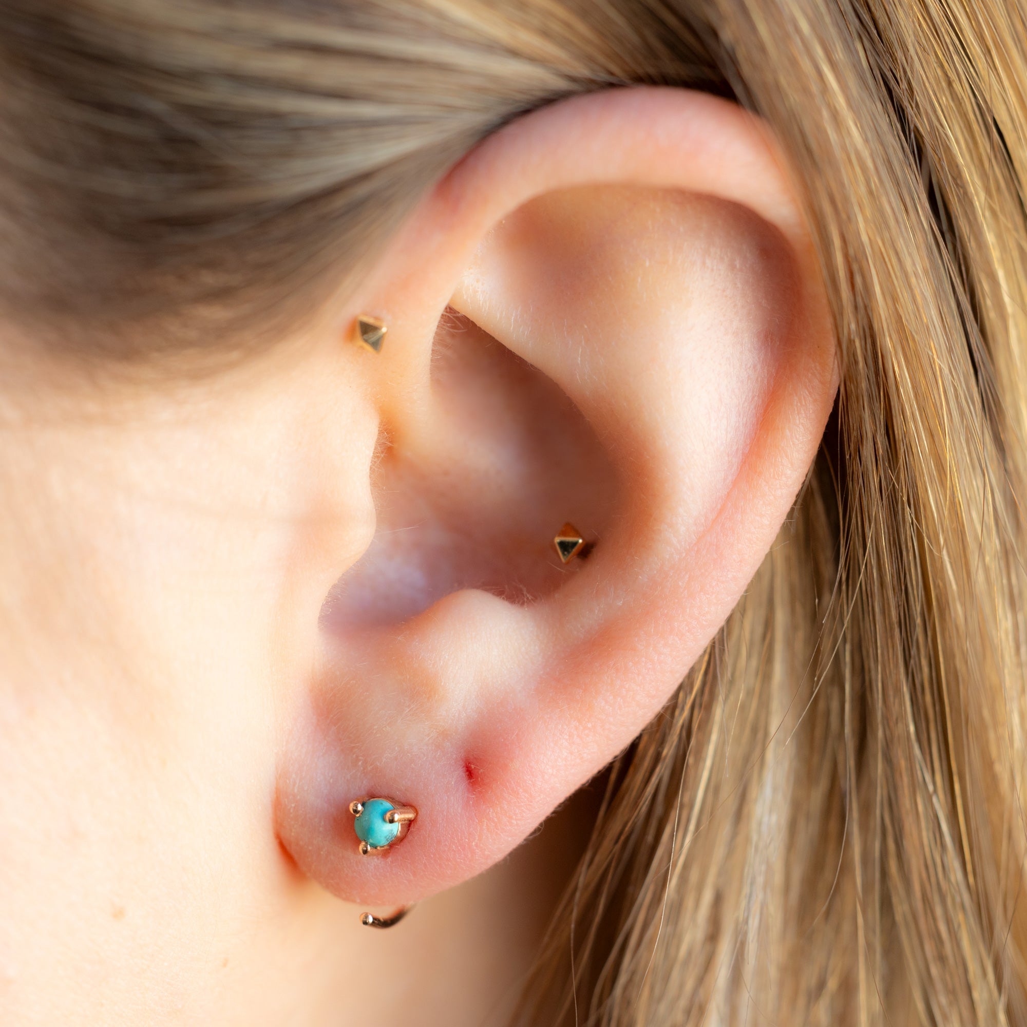 Alexis Russell Earrings The Turquoise Huggie Earrings | Yellow Gold