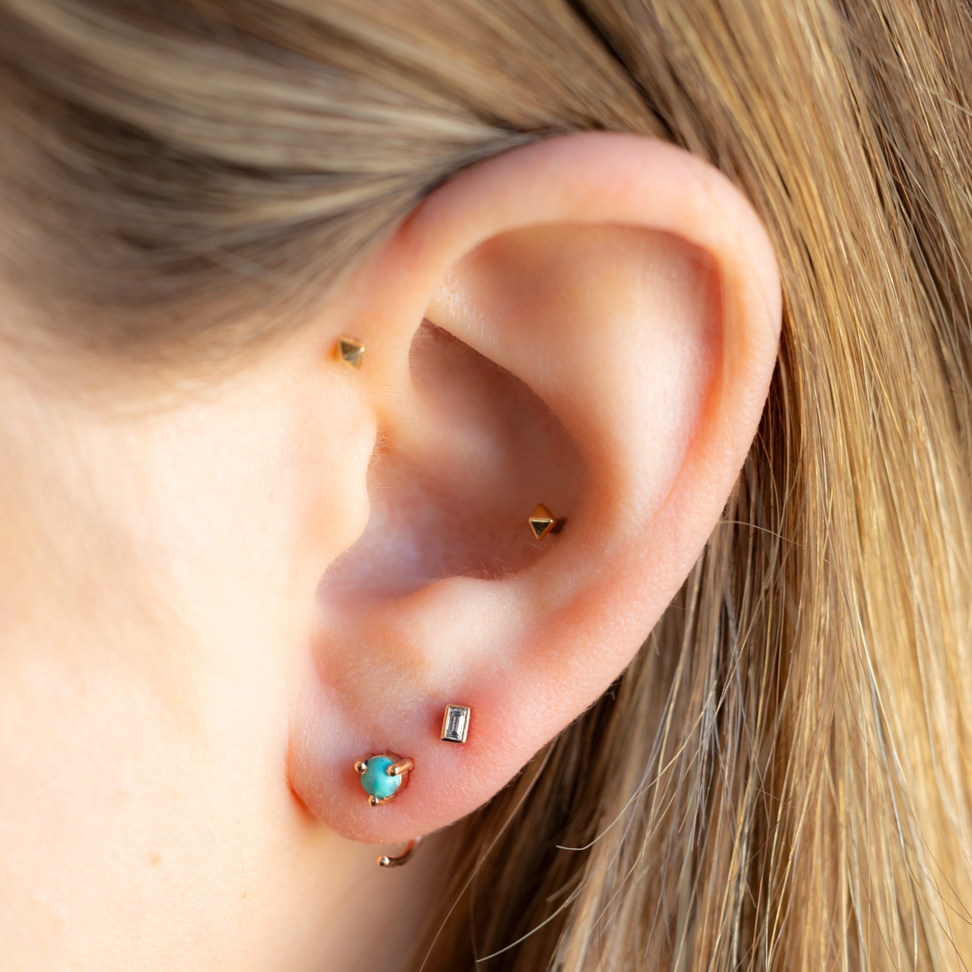 Alexis Russell Earrings The Turquoise Huggie Earrings | Yellow Gold