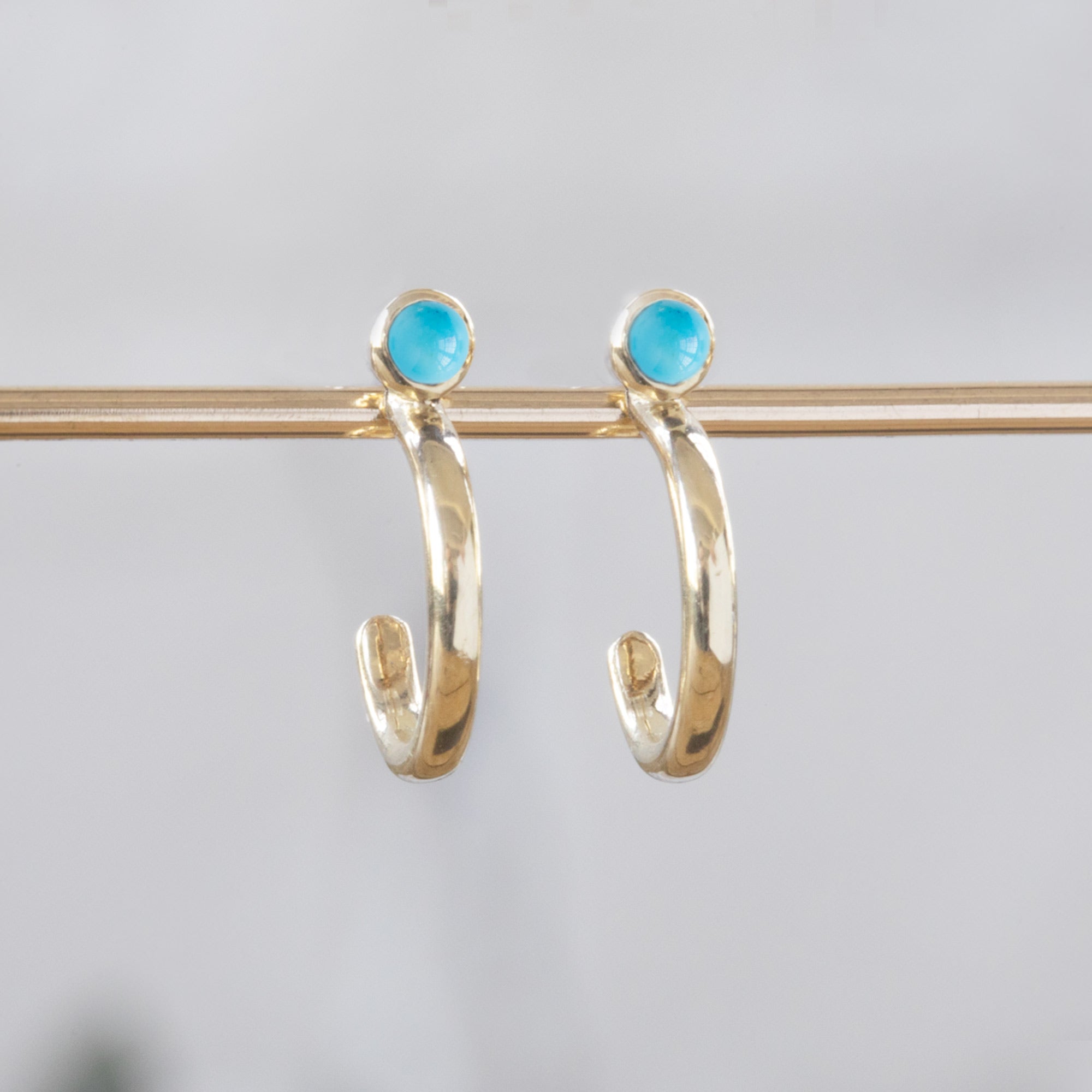 Alexis Russell Earrings Turquoise Birthstone Hoop Earrings | Yellow, Rose or White Gold