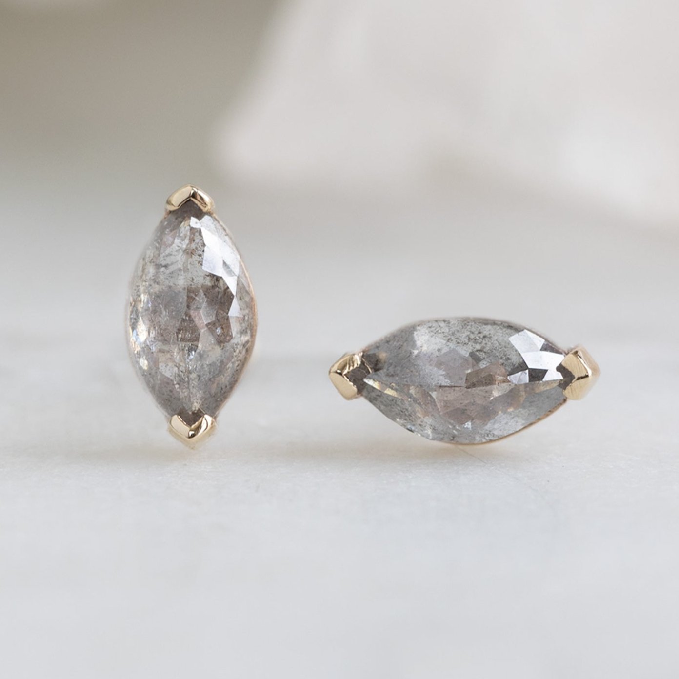 Alexis Russell Earrings The Salt and Pepper Diamond Eye Stud Earrings | Yellow, Rose or White Gold