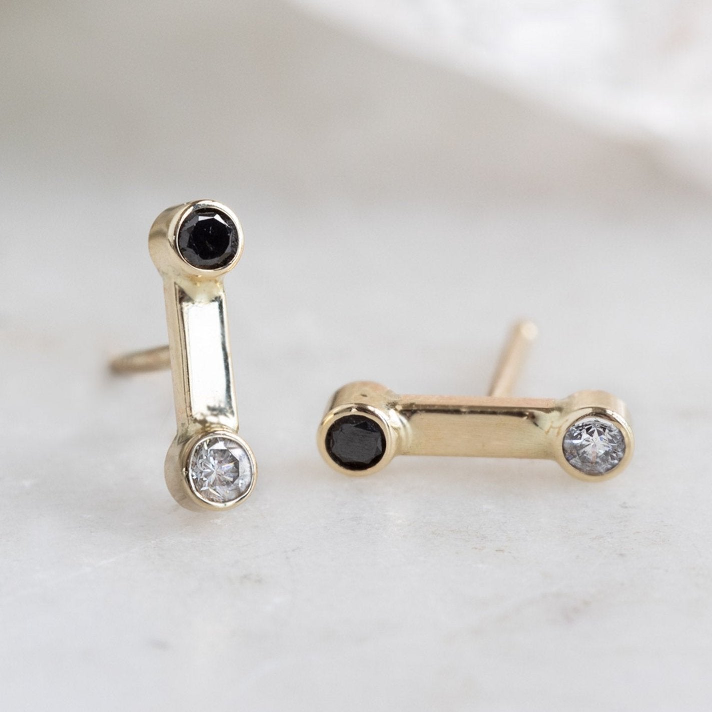 Alexis Russell Earrings The Duality Diamond Stud Earrings | Yellow, Rose or White Gold