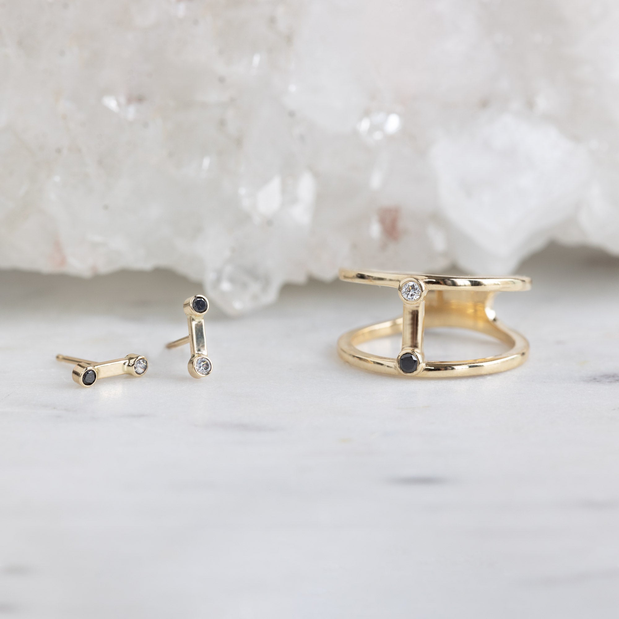 Alexis Russell Earrings The Duality Diamond Stud Earrings | Yellow, Rose or White Gold