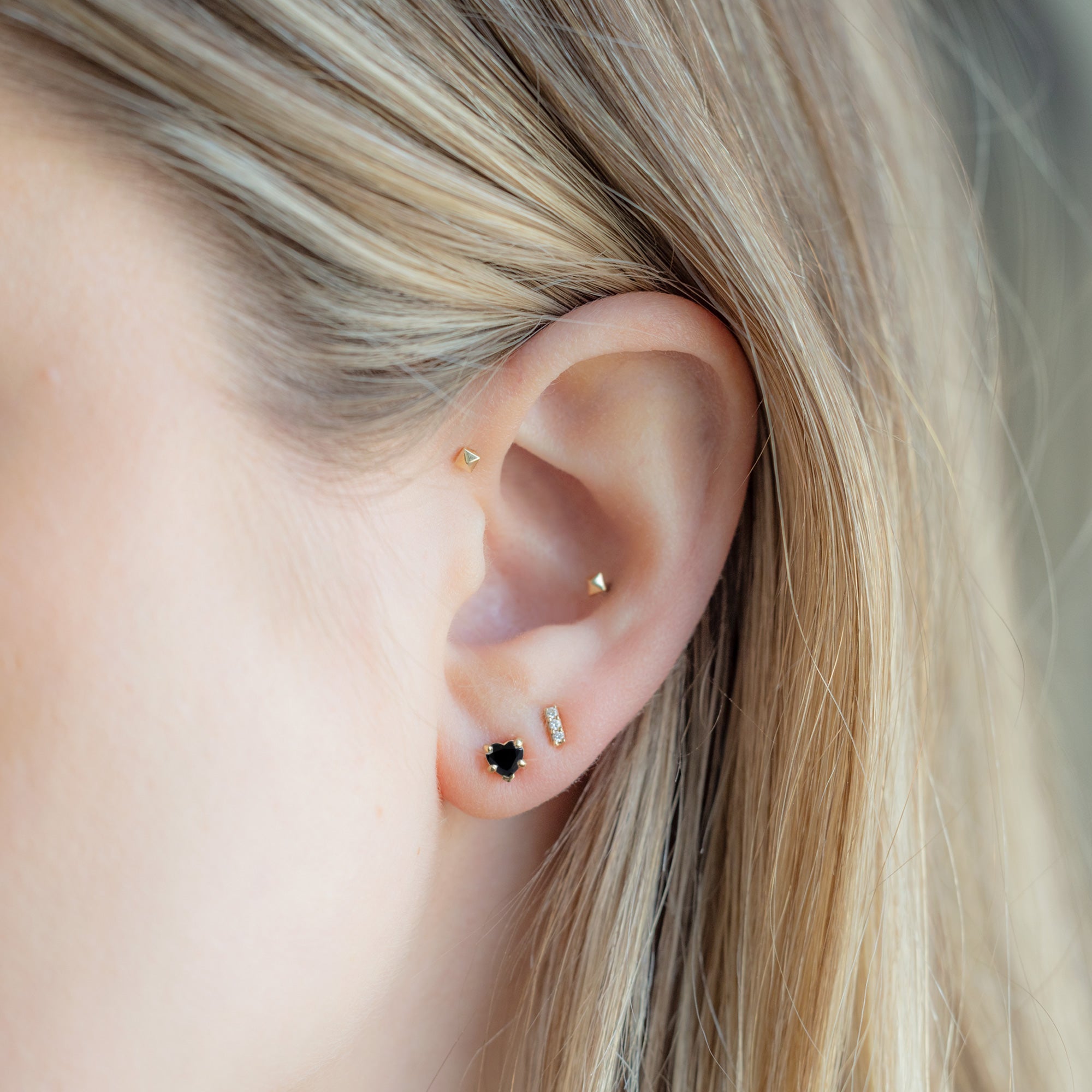 Alexis Russell Earrings The Black Onyx Gemstone Heart Stud Earrings | Yellow, Rose or White Gold