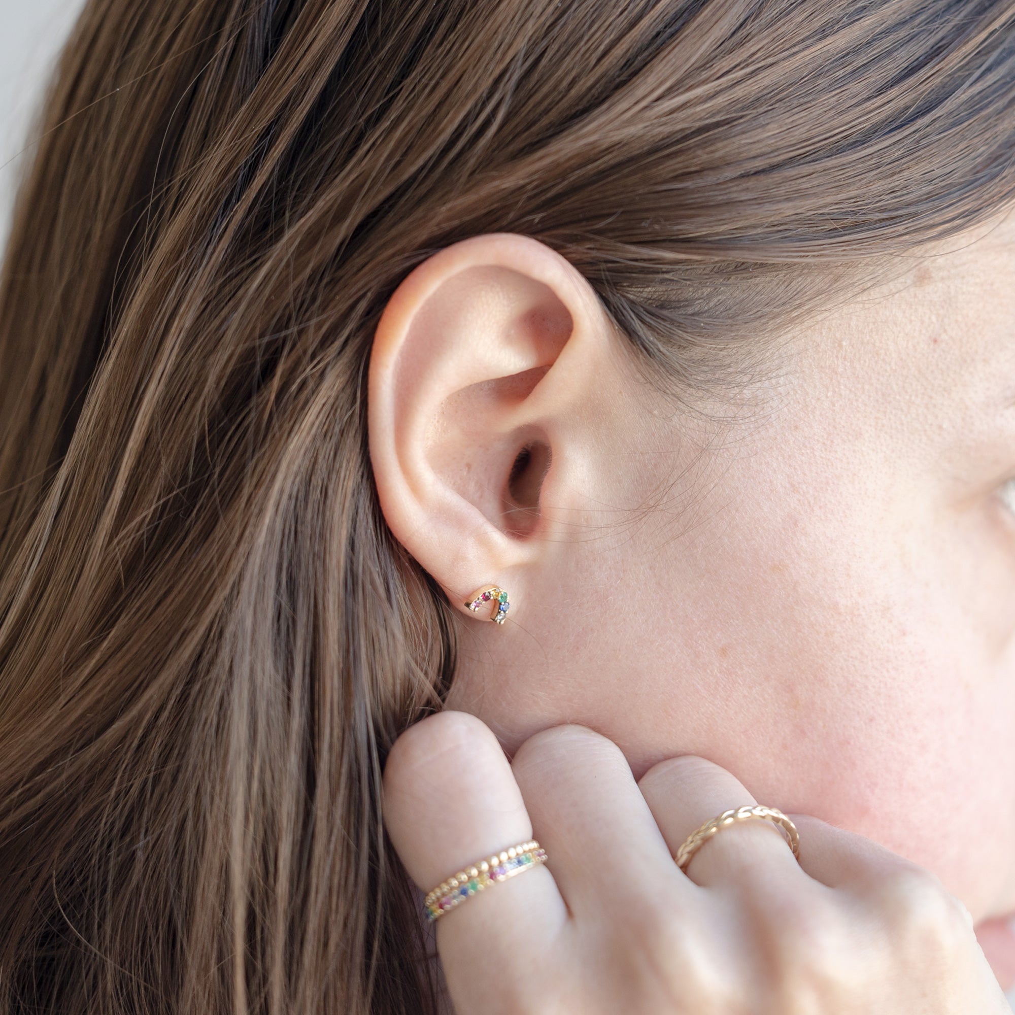 Alexis Russell Earrings The Rainbow Sapphire Stud Earrings | Yellow, Rose or White Gold