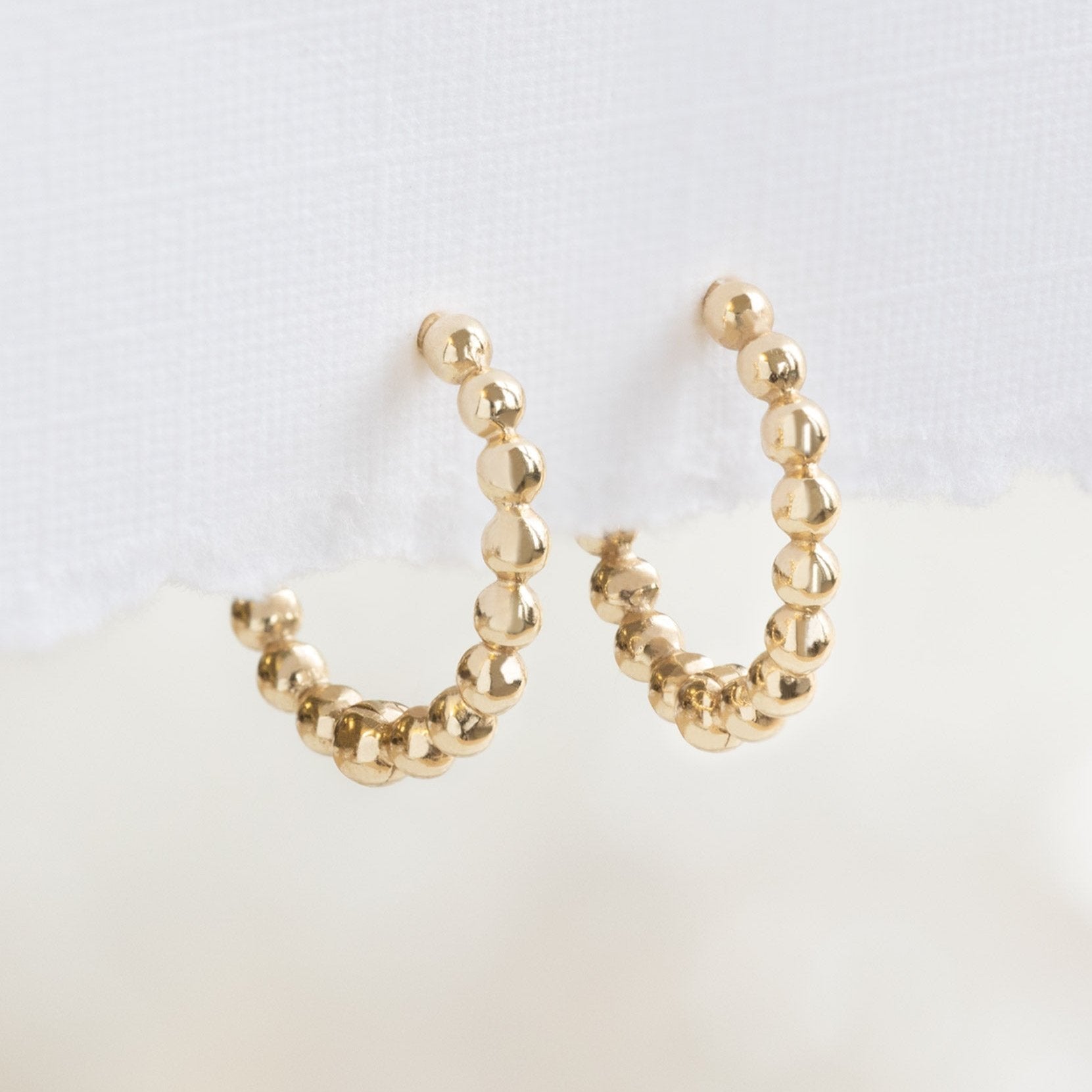 Alexis Russell Earrings The Beaded Huggie Hoops | Yellow, Rose or White Gold
