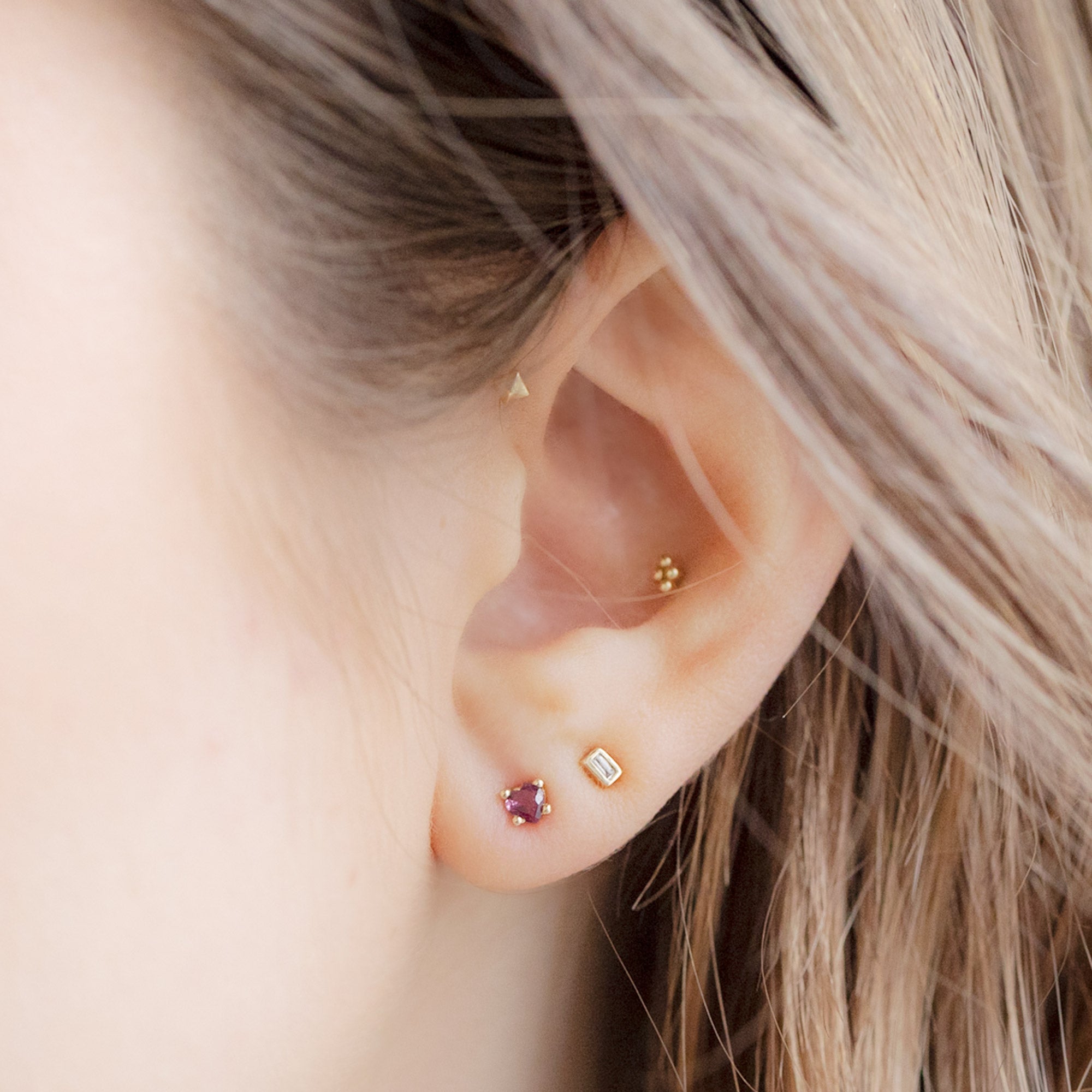 Alexis Russell Earrings The Teensy Ruby Heart Studs | Yellow Gold