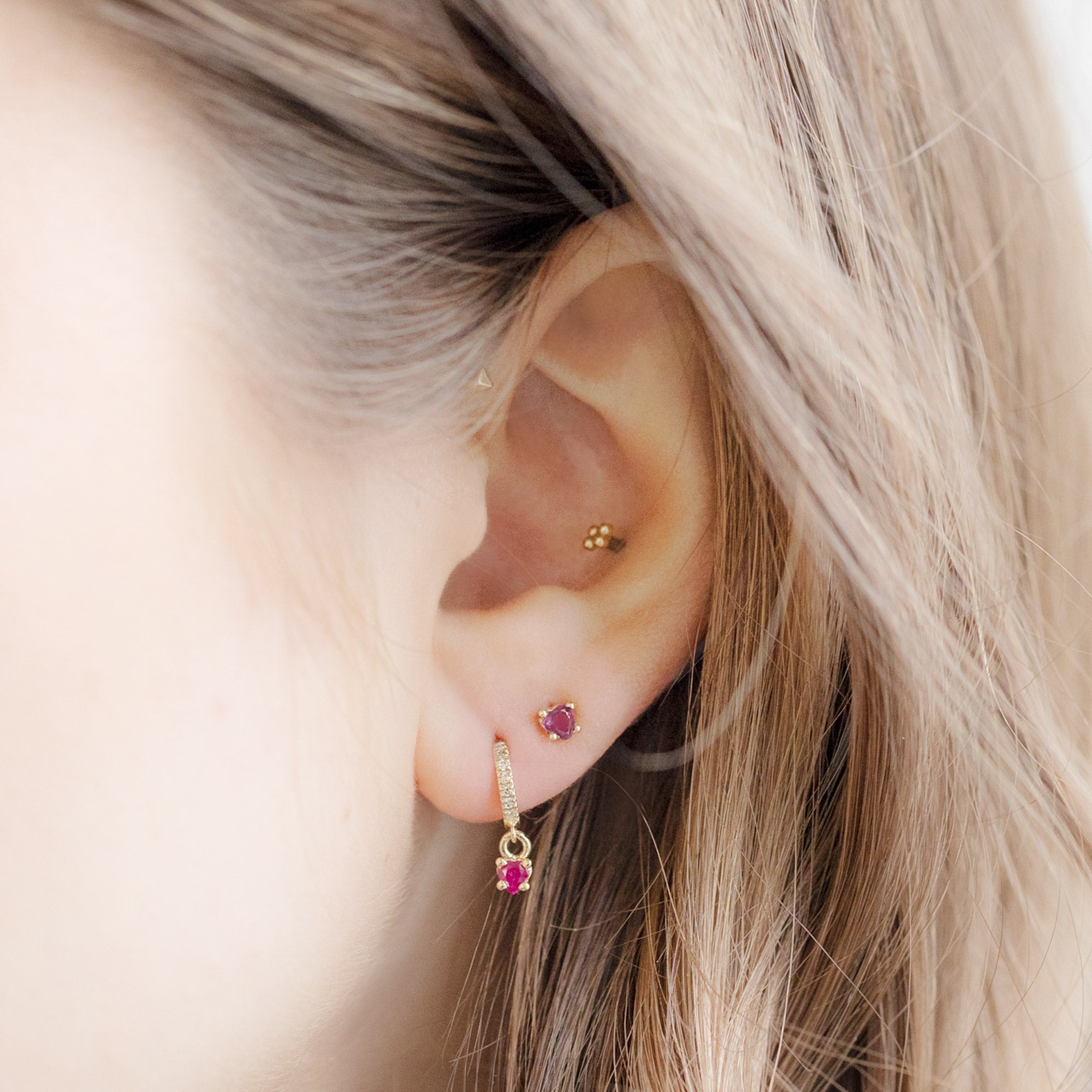 Alexis Russell Earrings The Teensy Ruby Heart Studs | Yellow Gold